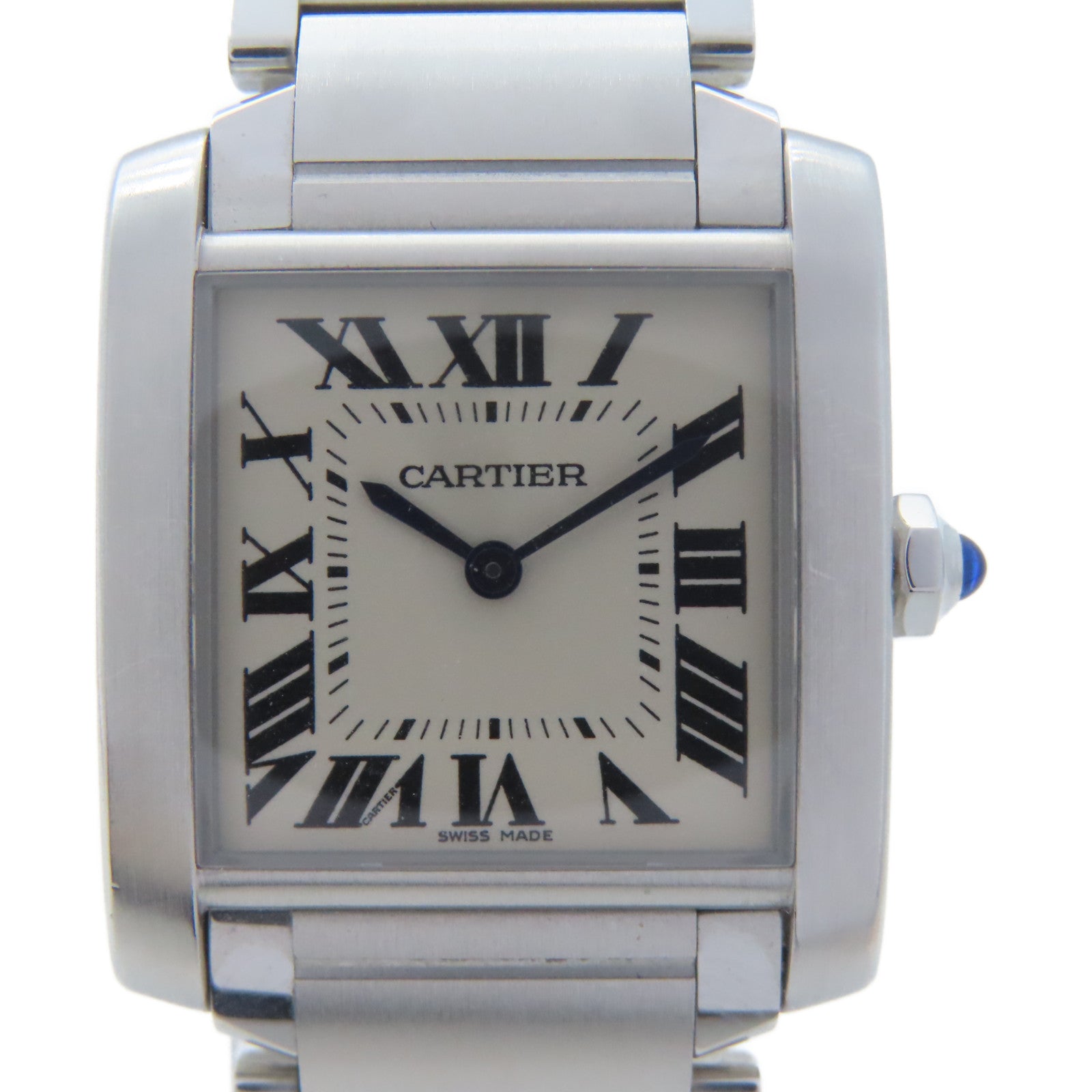 CARTIER Tank Francaise不鏽鋼手錶石英機芯白色