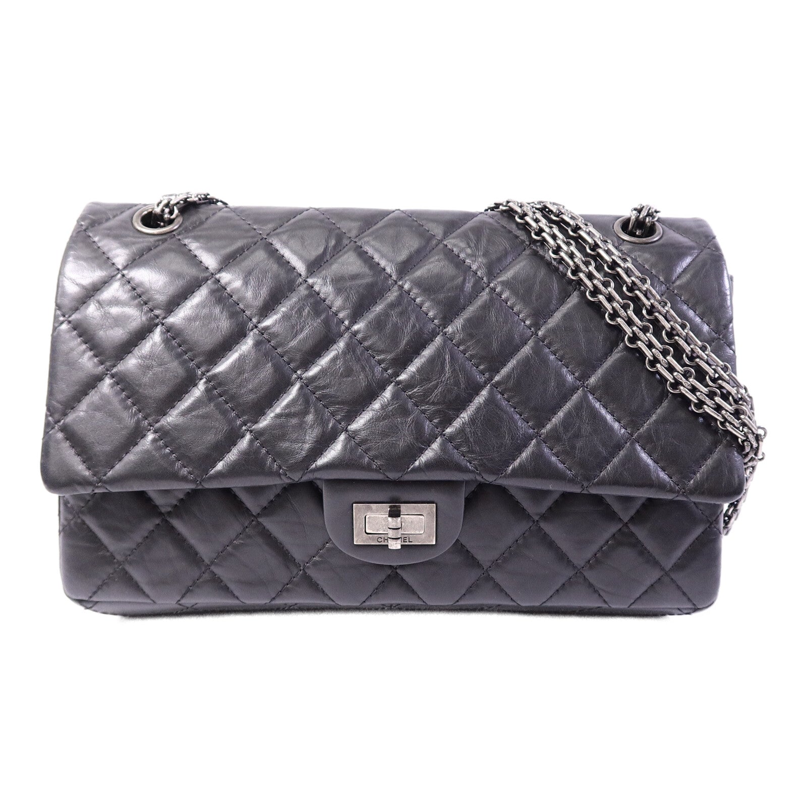 CHANEL 牛皮皮革2.55 Medium鏈帶肩背袋