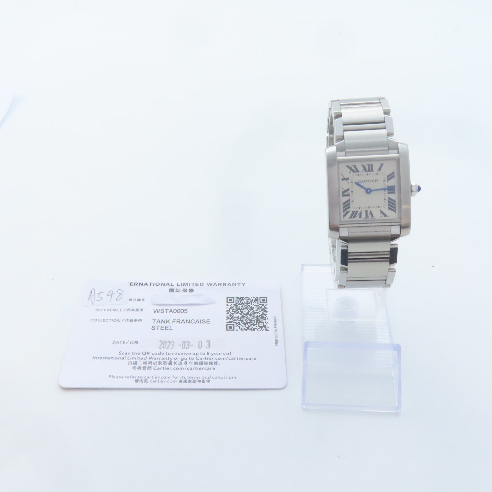 CARTIER Tank Francaise不鏽鋼手錶石英機芯白色