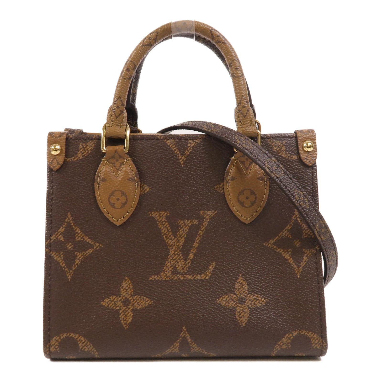 LOUIS VUITTON Monogram Reverse On The Go BB金扣手挽肩背兩用袋
