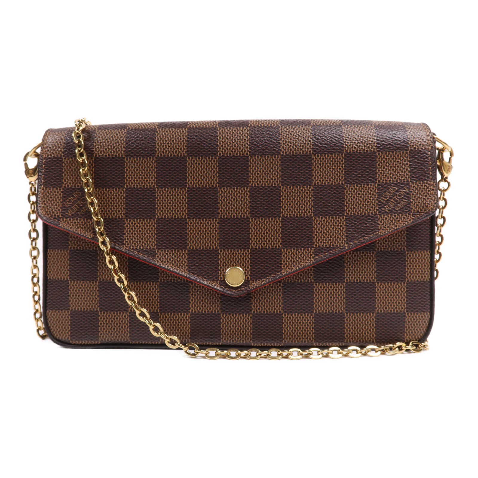 LOUIS VUITTON Damier Ebene Pochette Felicie金扣肩背袋