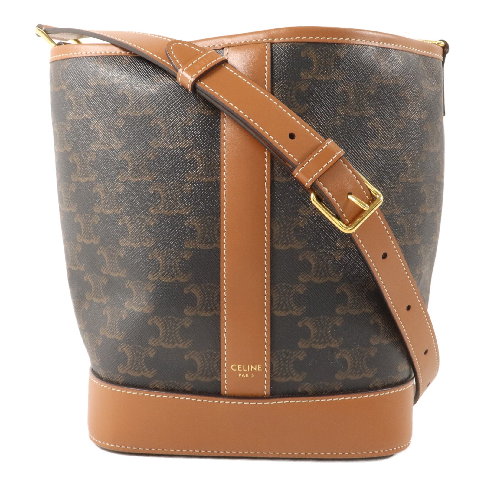 CELINE 塗層帆布Triomphe Small Bucket肩背袋