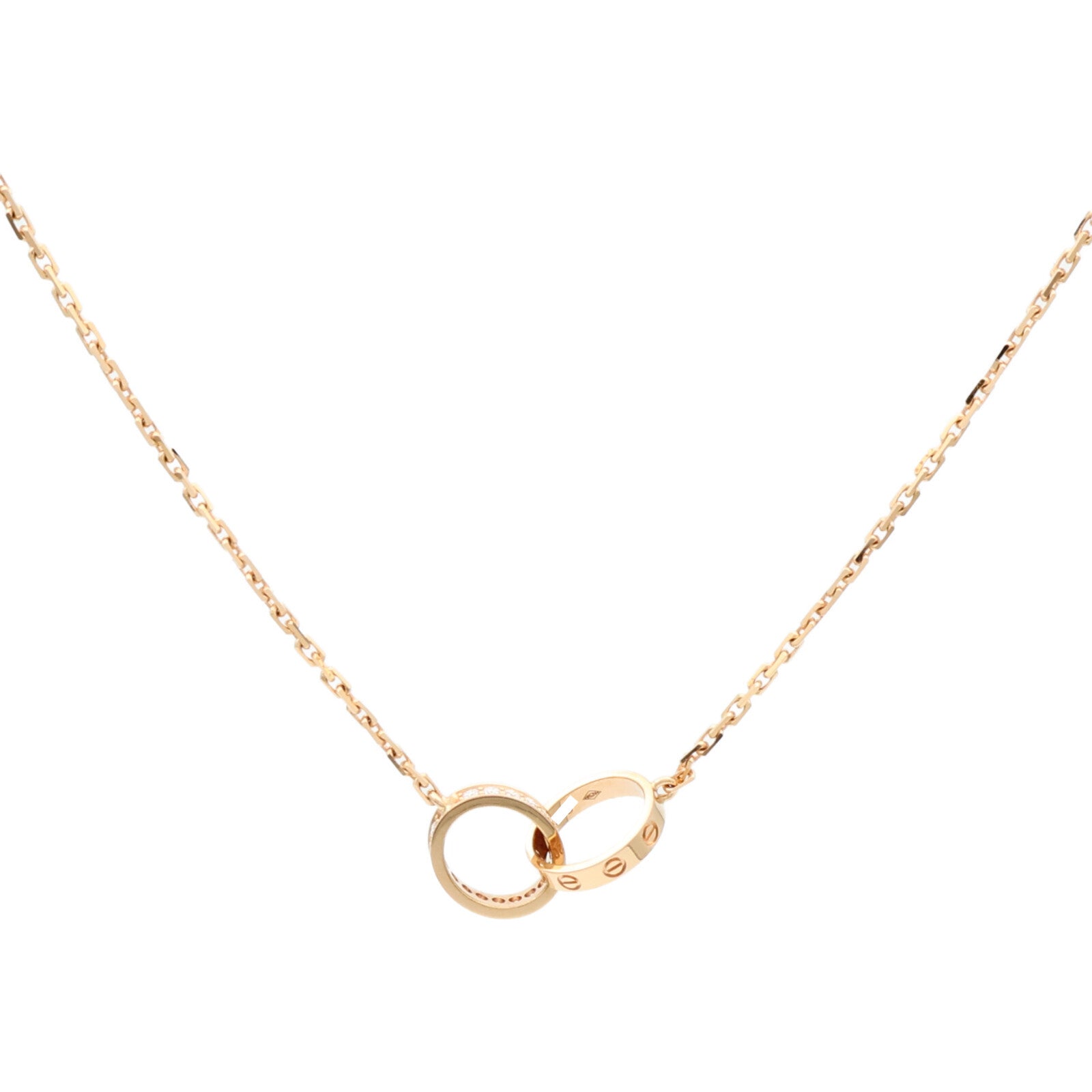 CARTIER 18K玫瑰金Love Pendant Half-Paved鑽石項鍊
