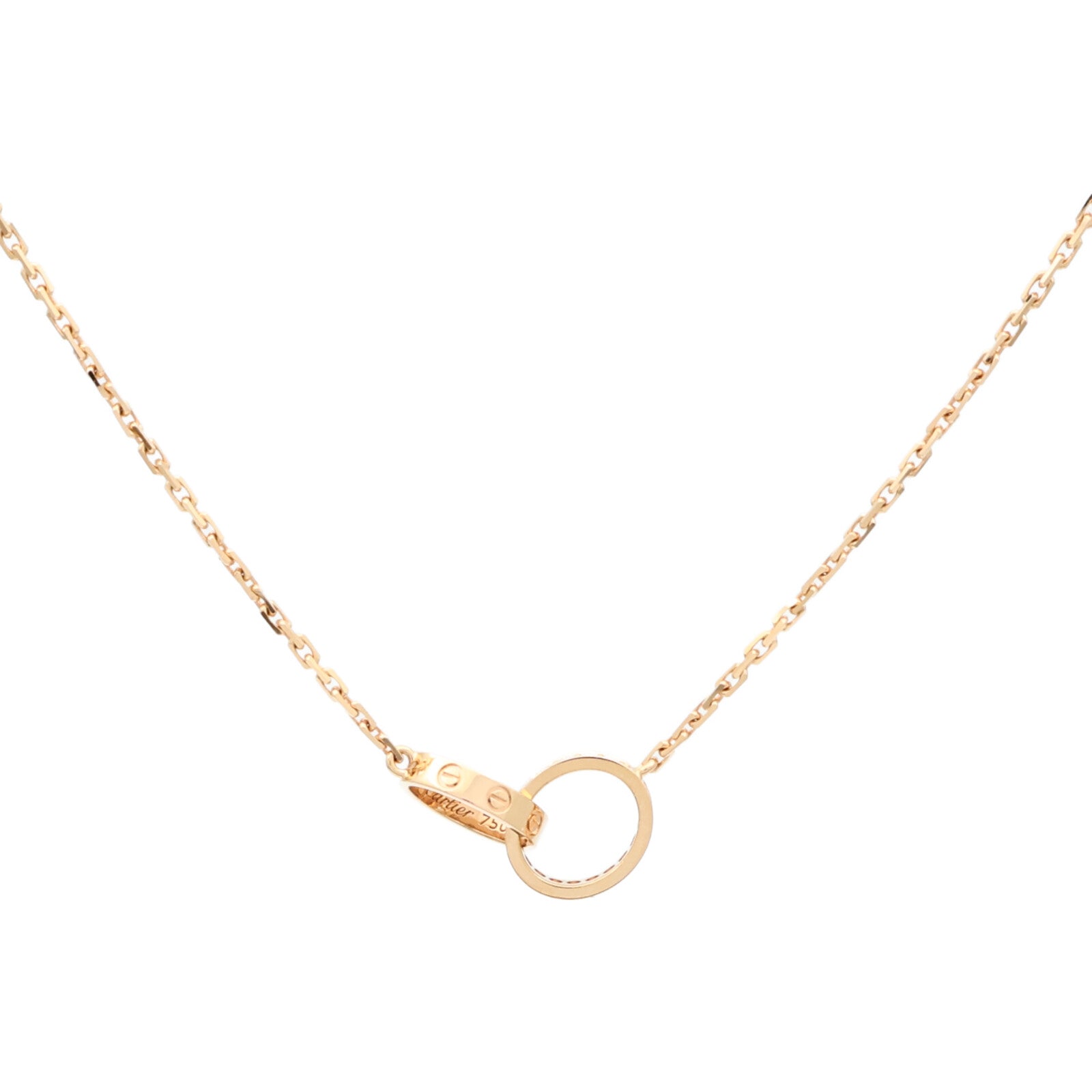 CARTIER 18K玫瑰金Love Pendant Half-Paved鑽石項鍊