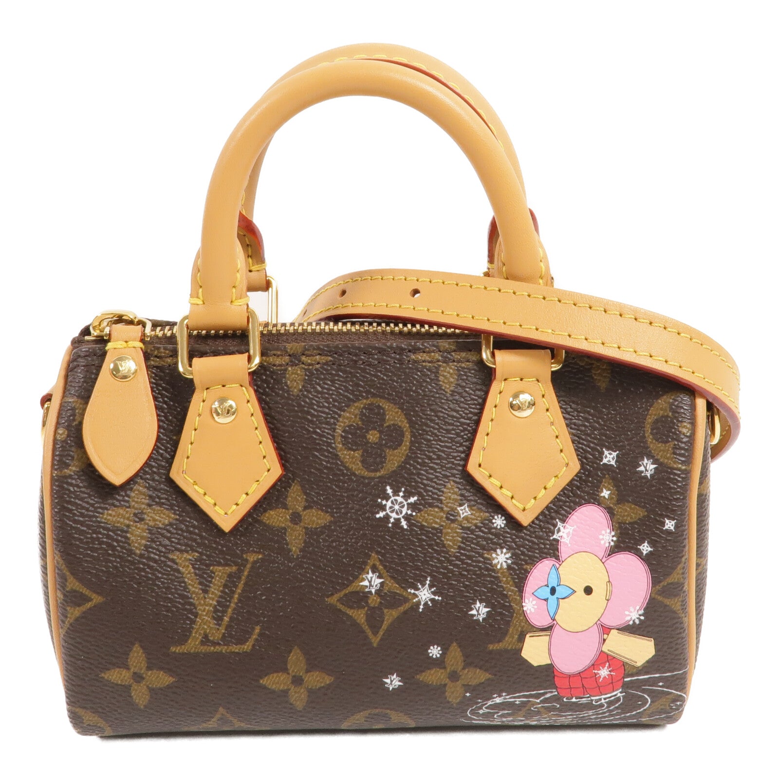 LOUIS VUITTON Monogram Vivienne Nano Speedy金扣手挽肩背兩用袋