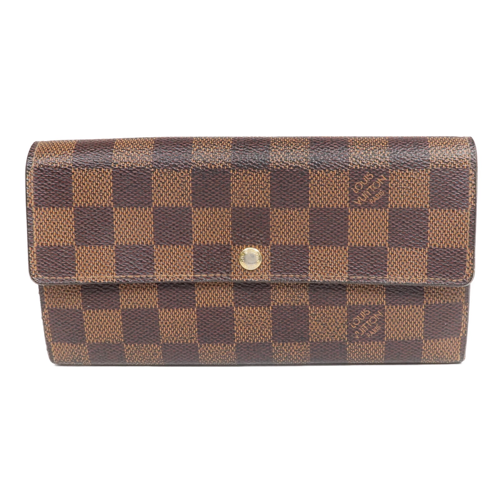 LOUIS VUITTON 【激減優惠】Damier Portefeuille Sarah 金扣長錢包