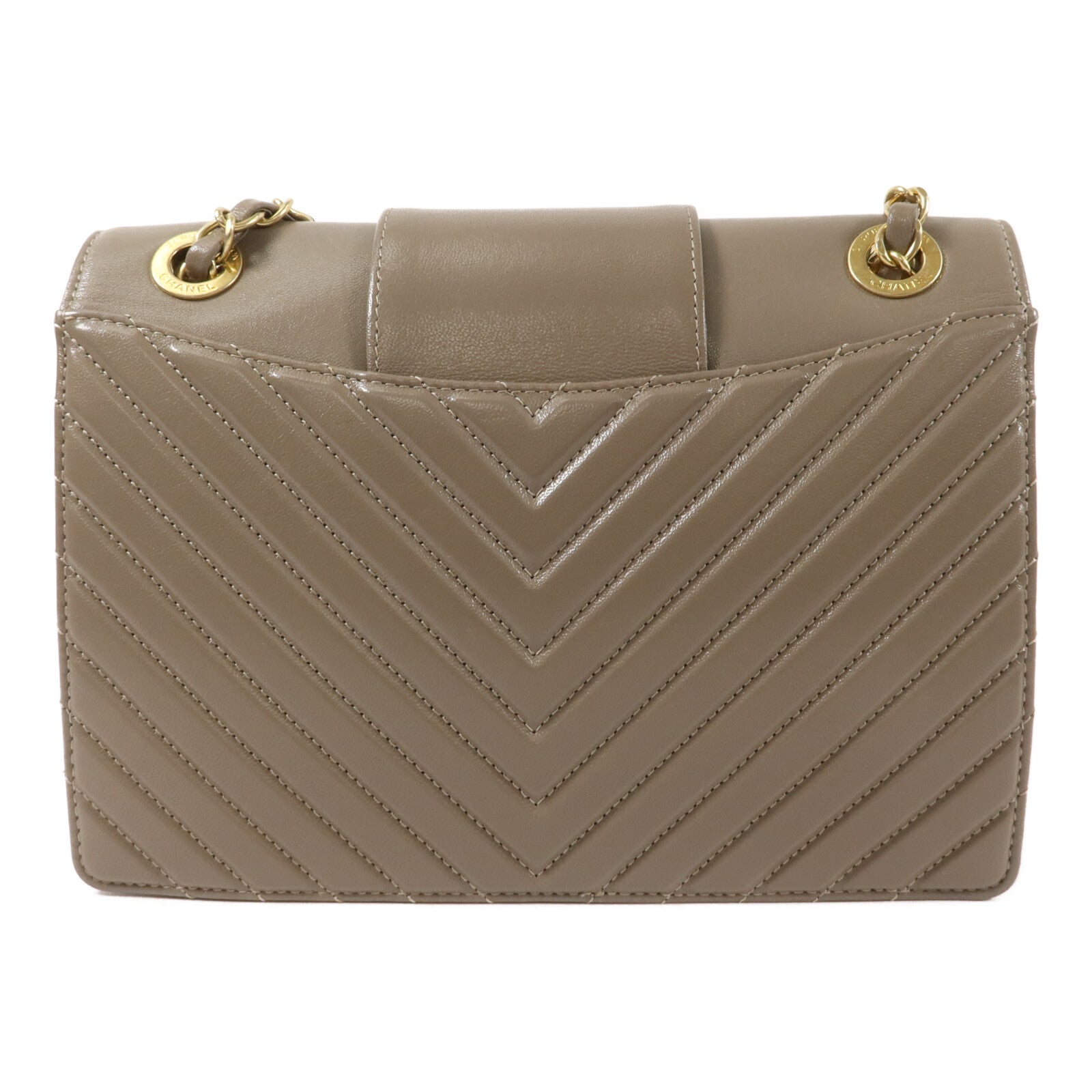 CHANEL 羊皮皮革Chevron Flap Bag鏈帶肩背袋