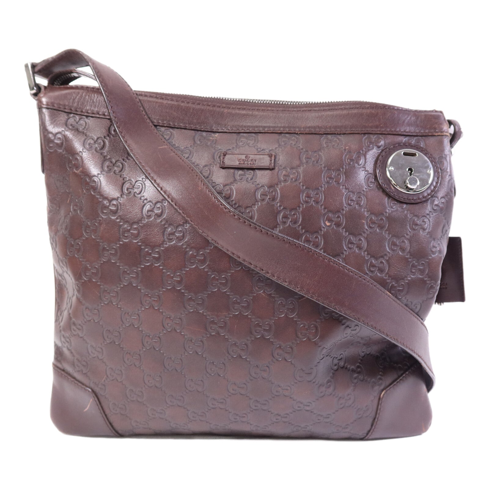 GUCCI 牛皮皮革Shoulder Bag銀扣肩背袋