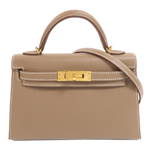 HERMES Epsom皮革Mini Kelly手挽肩背兩用袋Etoupe