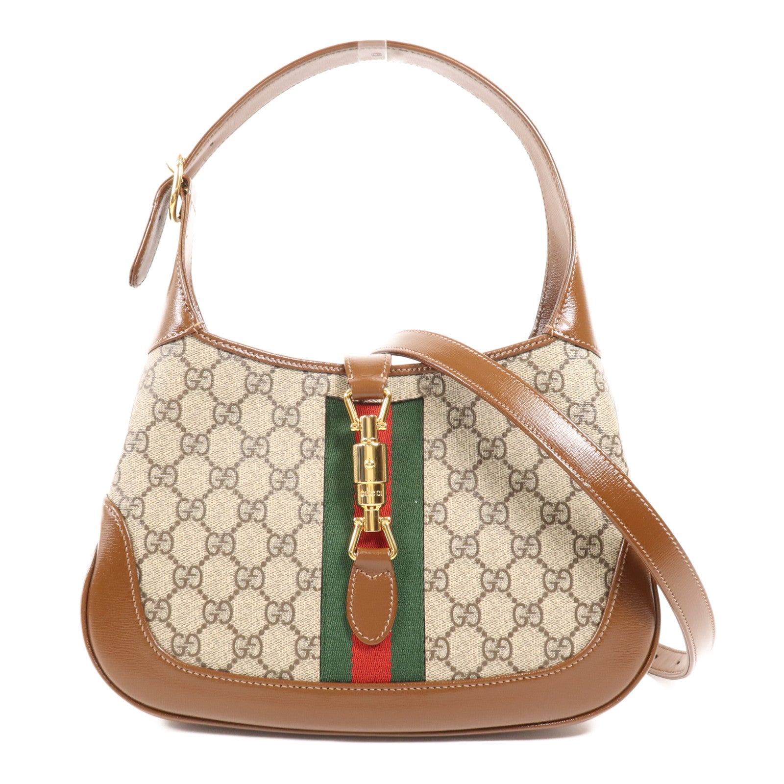 GUCCI 【激減優惠】牛皮皮革/塗層帆布Jackie 1961 Small金扣肩背袋