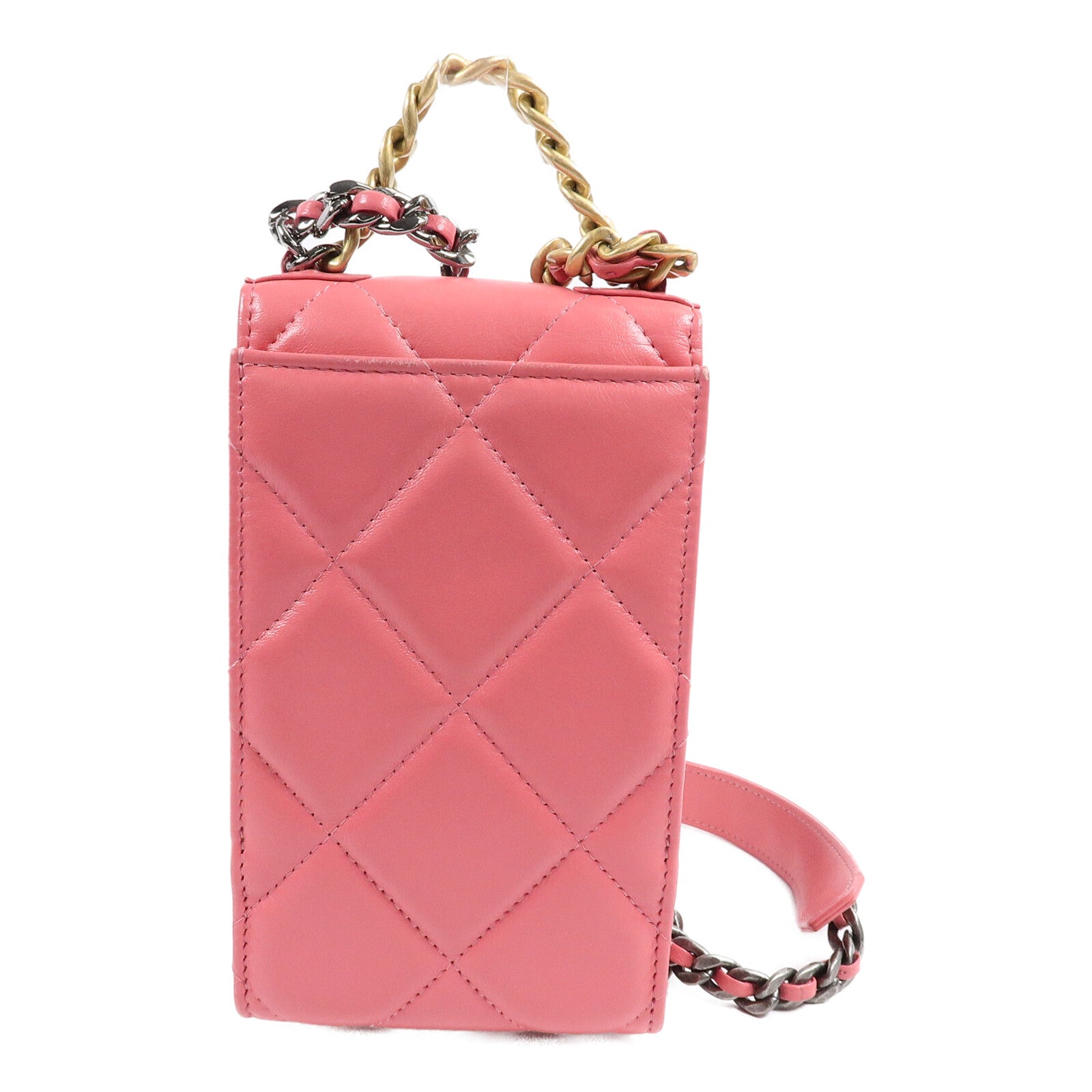 CHANEL 羊皮皮革C19 Phone Holder手挽肩背兩用袋