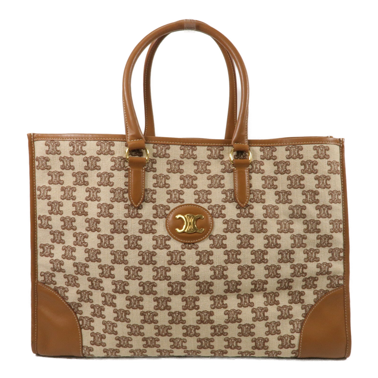 CELINE 帆布/牛皮皮革Horizontal Cabas Tote Bag手挽袋