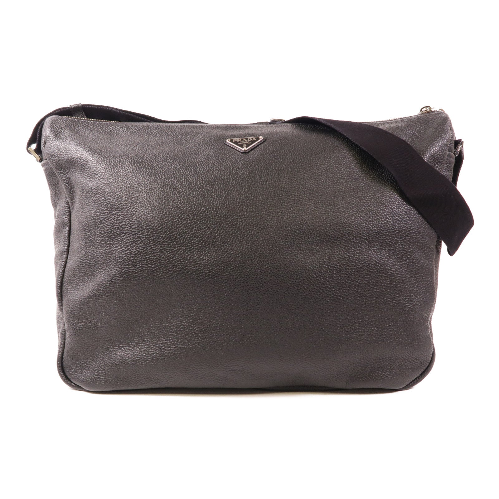 PRADA 牛皮皮革Shoulder Bag銀扣肩背袋