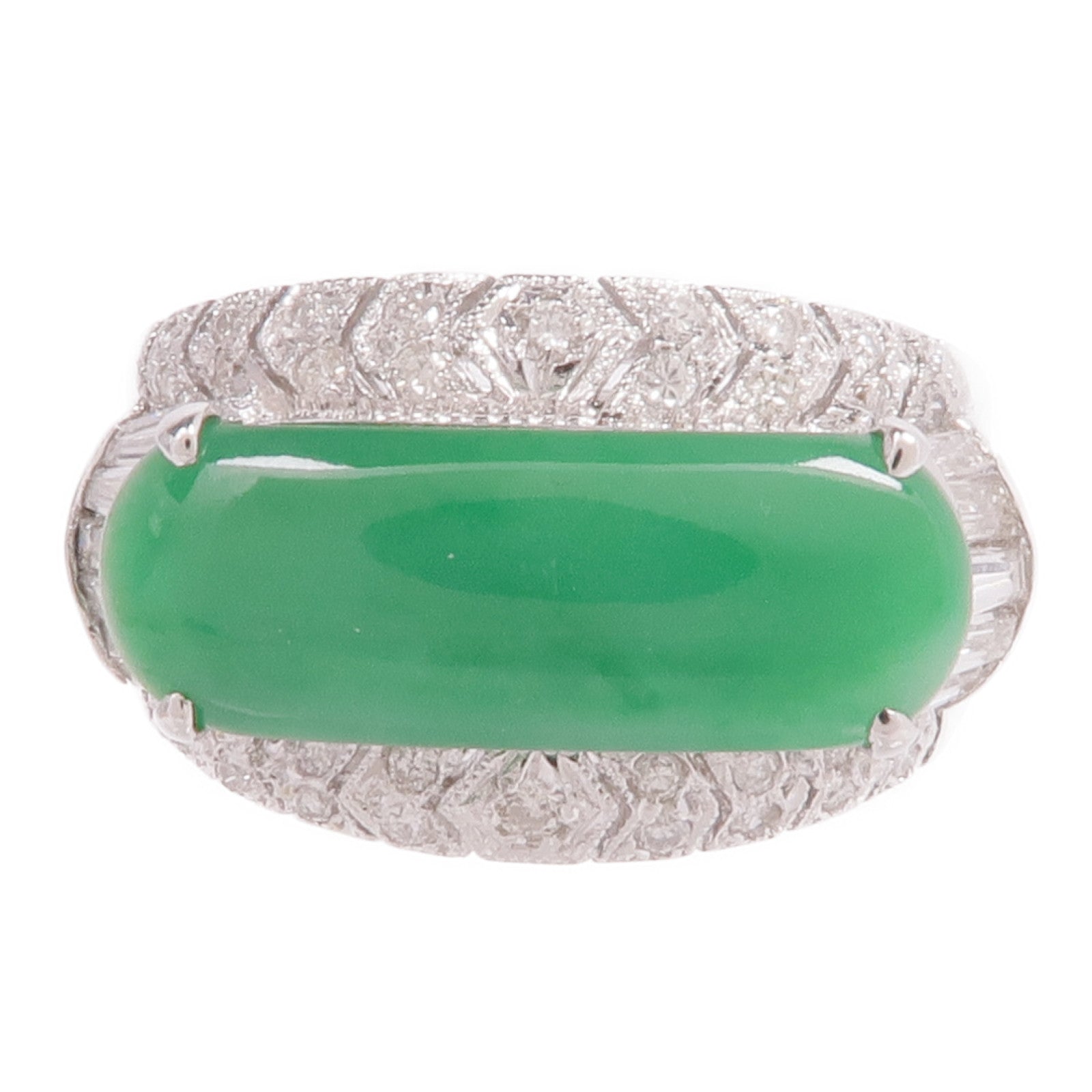 JEWELRY 18K白金Jade Diamond Ring翡翠/鑽石戒指US#6.5