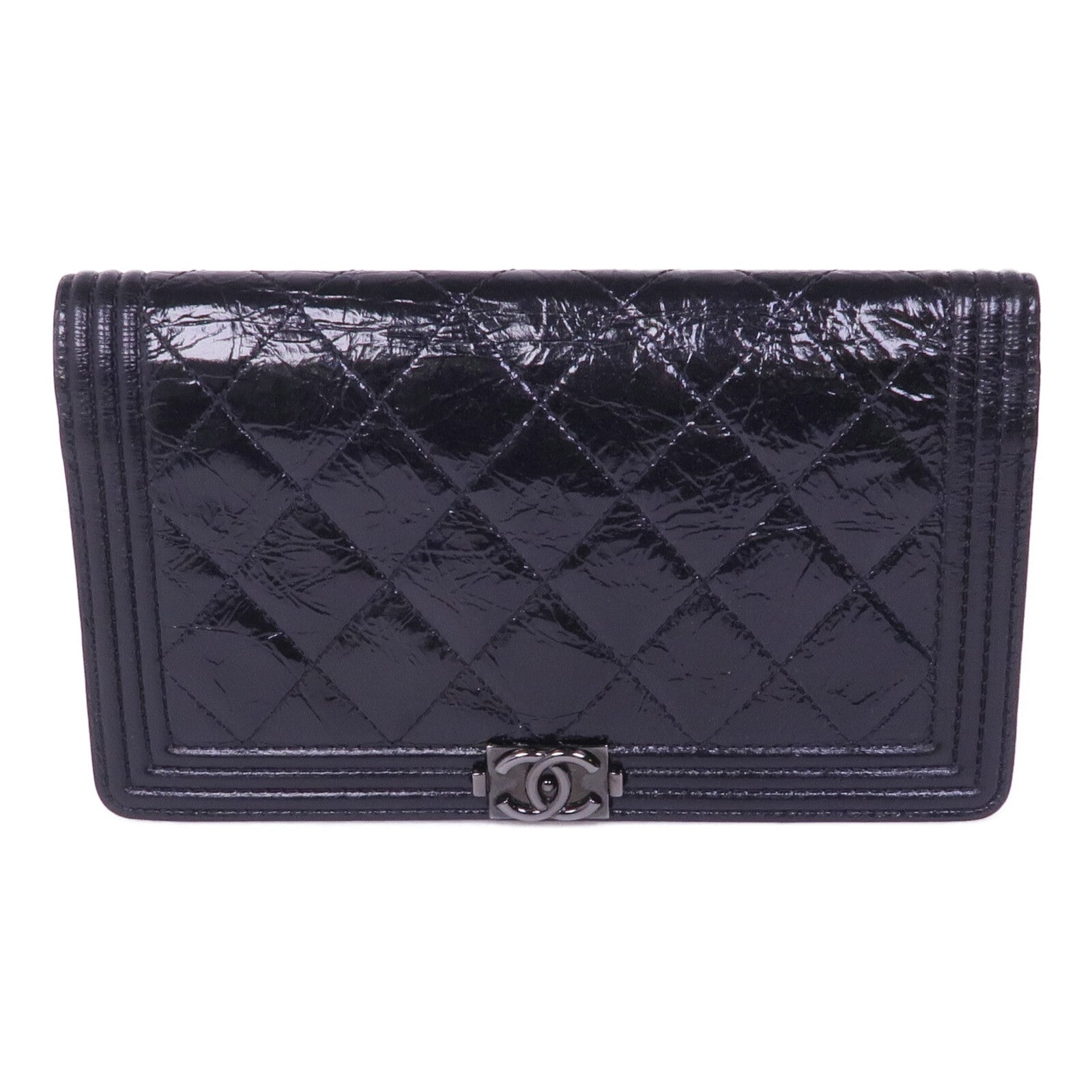 CHANEL 塗層帆布Boy Long Wallet長錢包