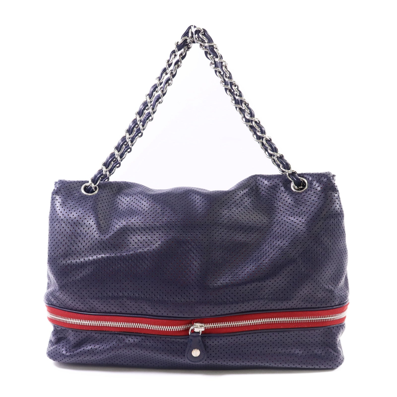 CHANEL 羊皮皮革Shoulder Bag銀扣鏈帶肩背袋