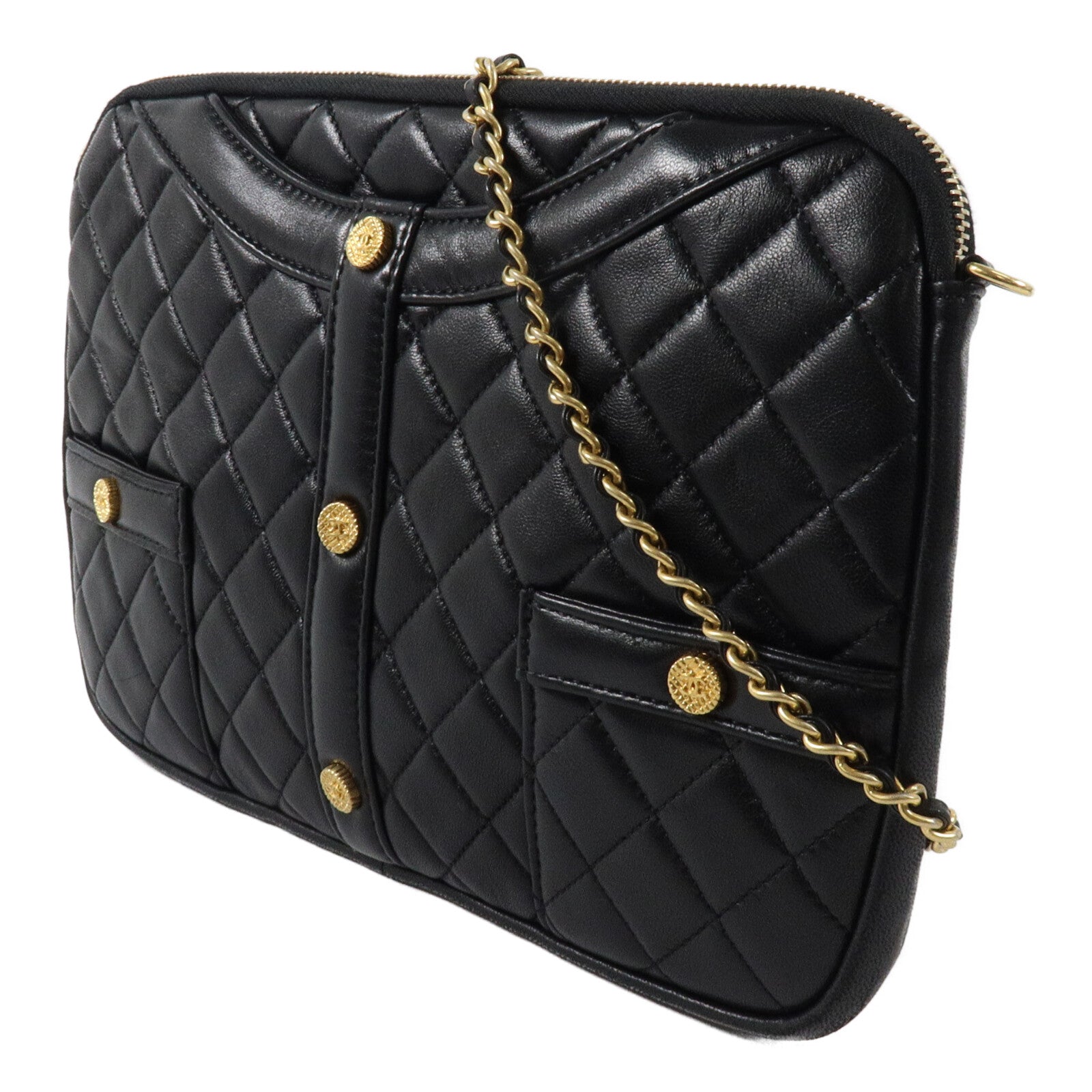CHANEL 羊皮皮革Girl Jacket Chain Shoulder鏈帶肩背袋