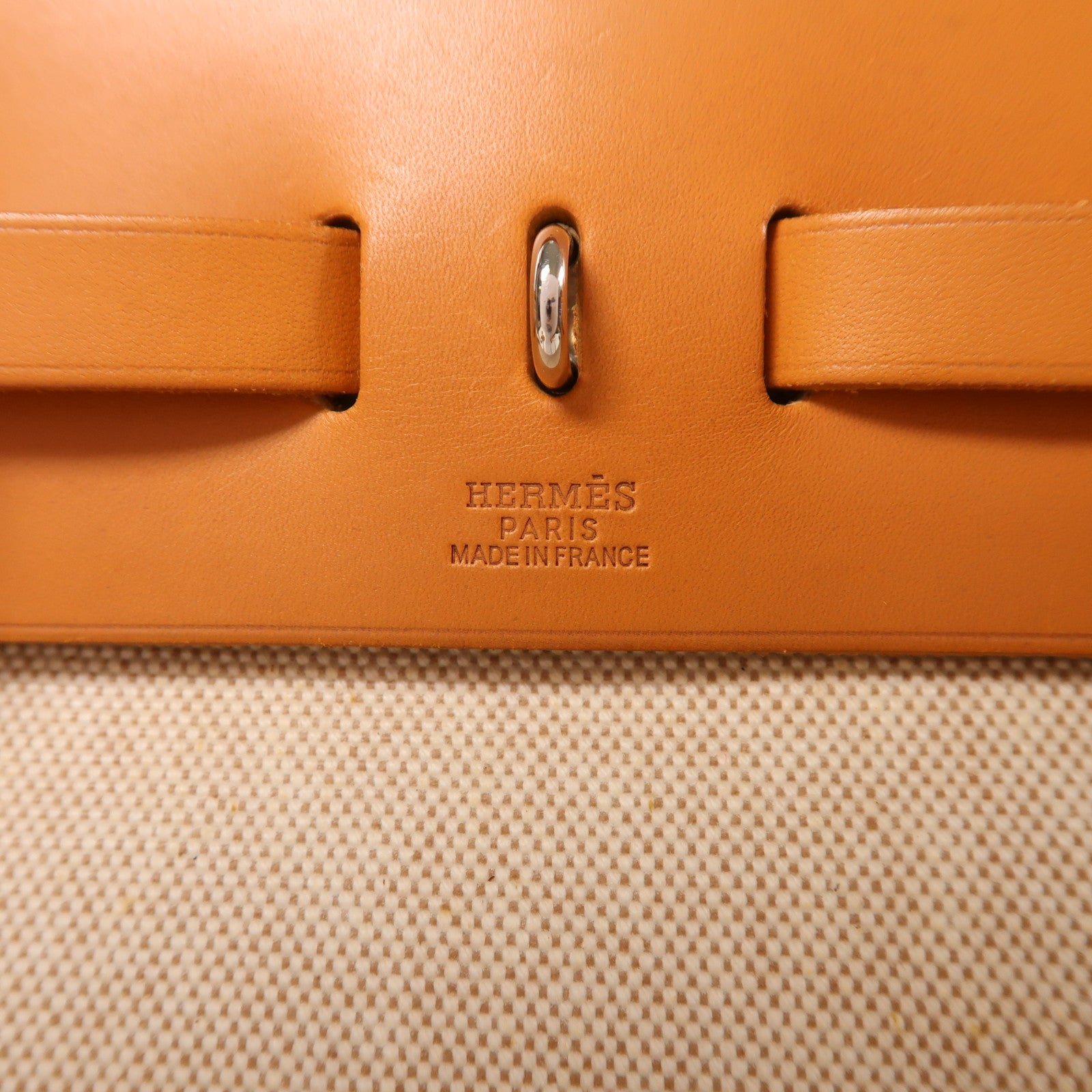 HERMES 皮革/帆布Herbag 2 In 1銀扣背包