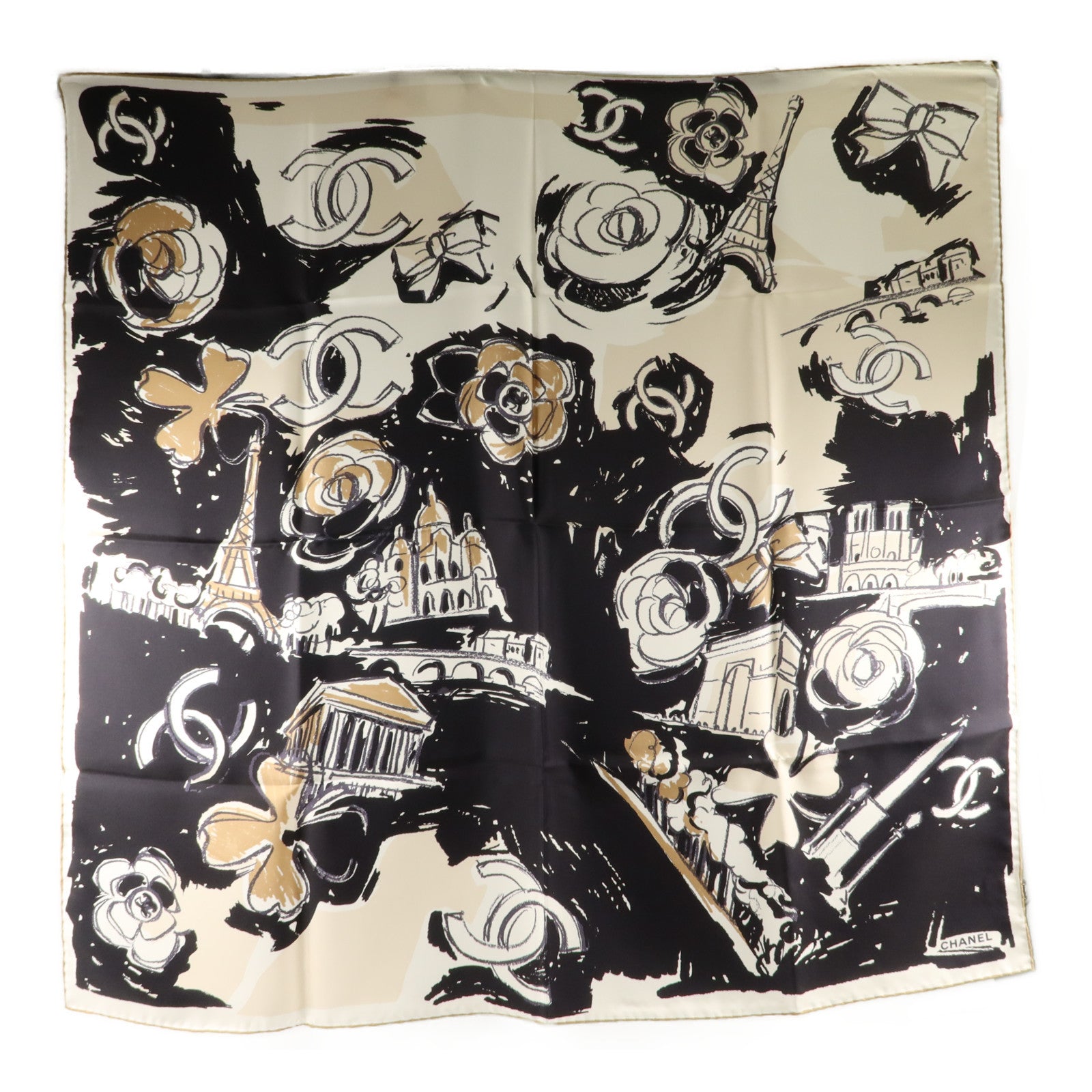 CHANEL 絲質Square Scarf 90x90cm絲巾