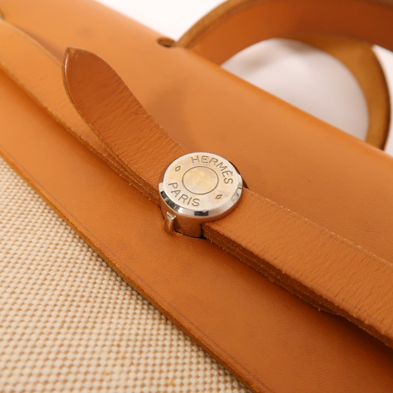 HERMES 皮革/帆布Herbag 2 In 1銀扣背包