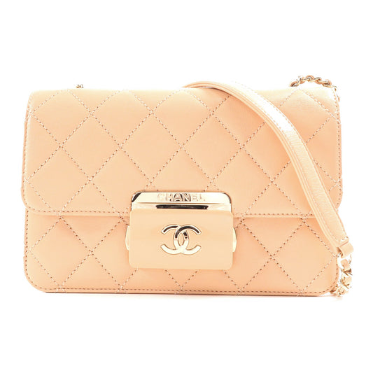 CHANEL【激減優惠】 牛皮皮革Chain Shoulder金扣鏈帶肩背袋