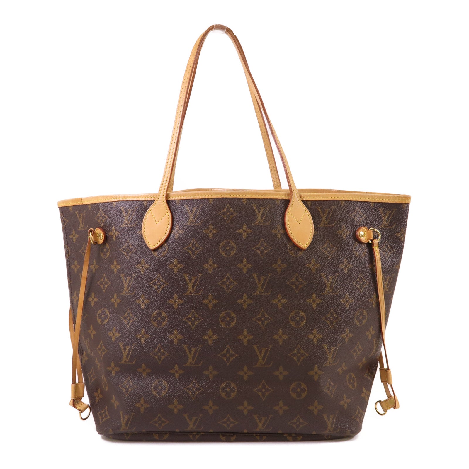 LOUIS VUITTON Monogram Neverfull MM金扣手挽袋
