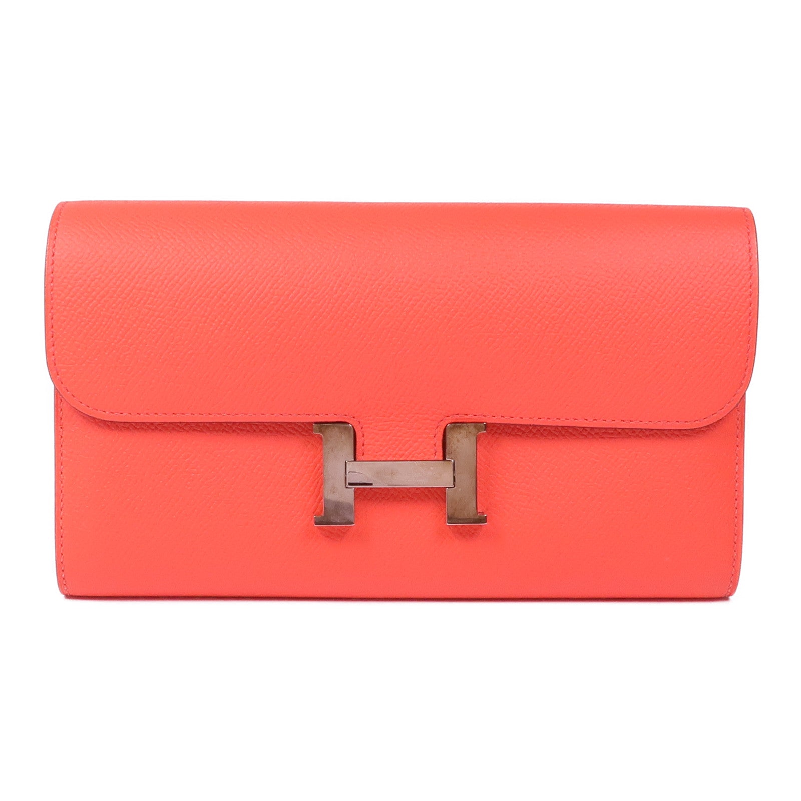 HERMES Epsom皮革Constance Wallet銀扣長錢包T5 Rose Jaipur