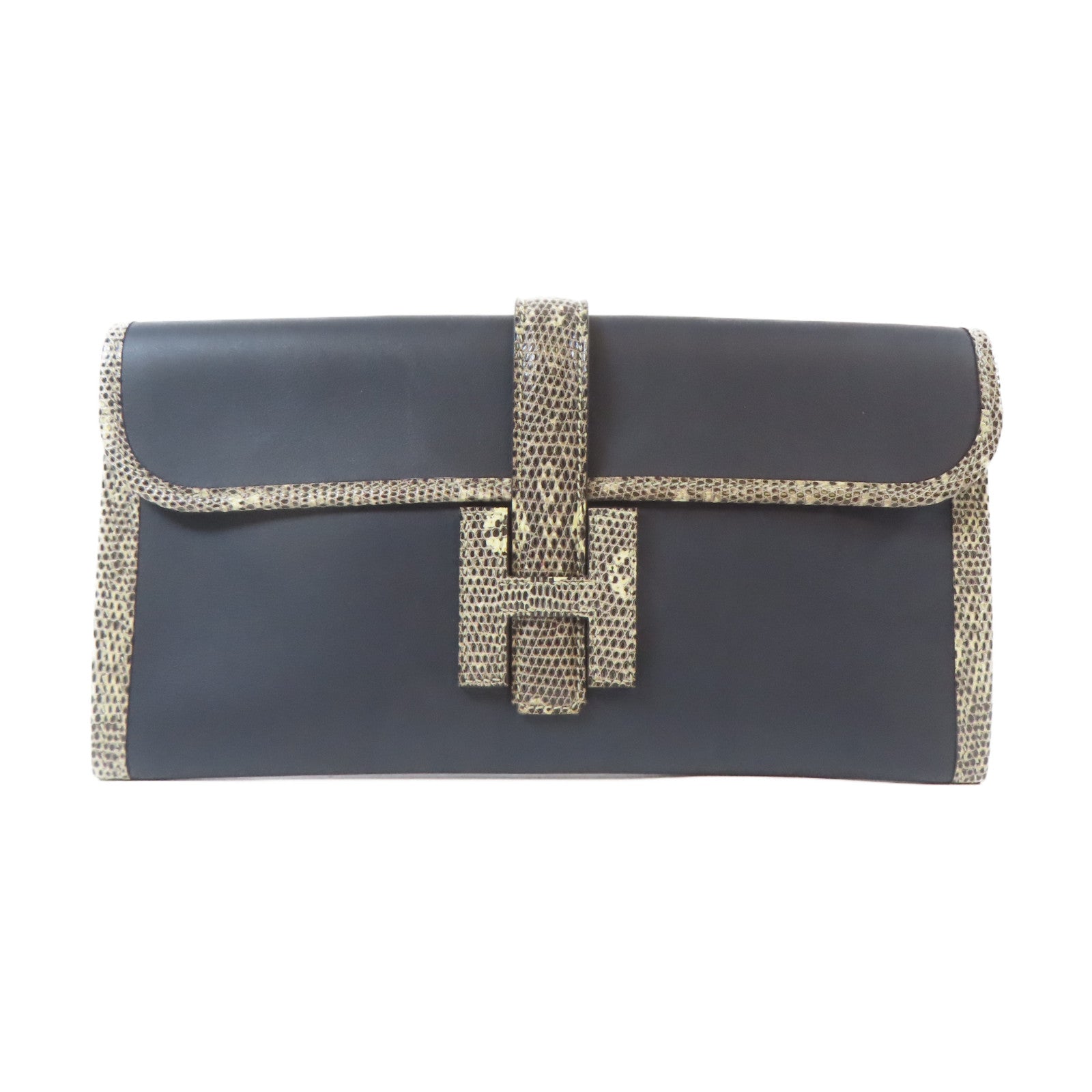 HERMES 【清倉大減價】Swift皮革/蜥蝪皮革Clutch Bag手拿包Bleu Indigo/深藍色