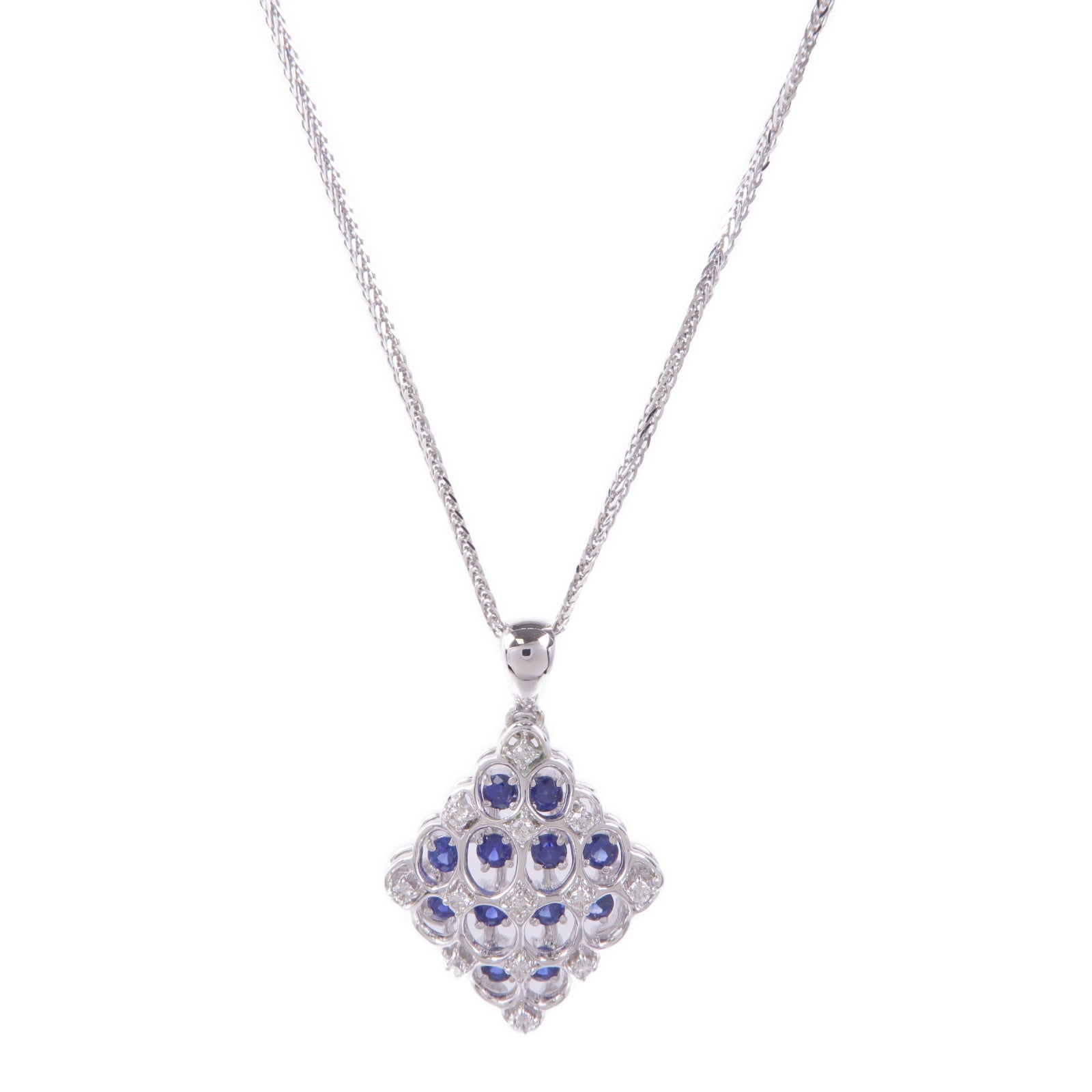 JEWELRY 18K白金Sapphire Diamond Necklace藍寶石/鑽石項鍊
