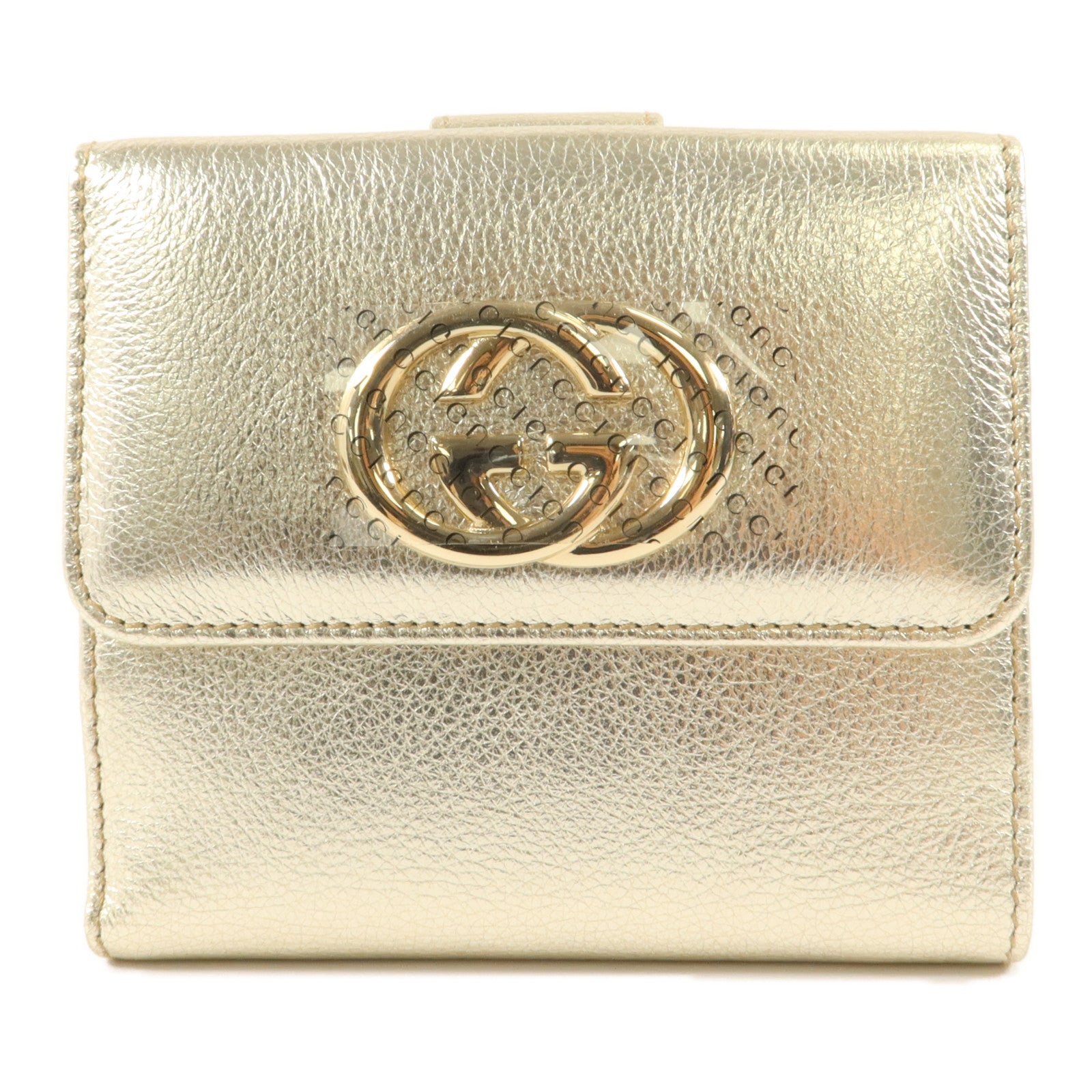 GUCCI 牛皮皮革Interlocking G W Hook Wallet錢包