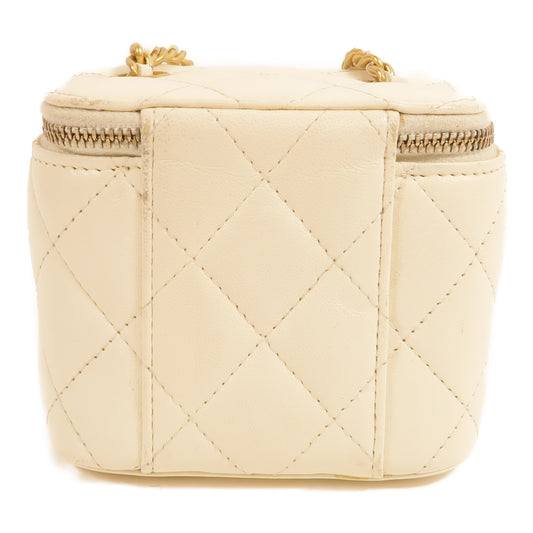 CHANEL 羊皮皮革Mini Vanity Case With Gold Ball鏈帶肩背袋