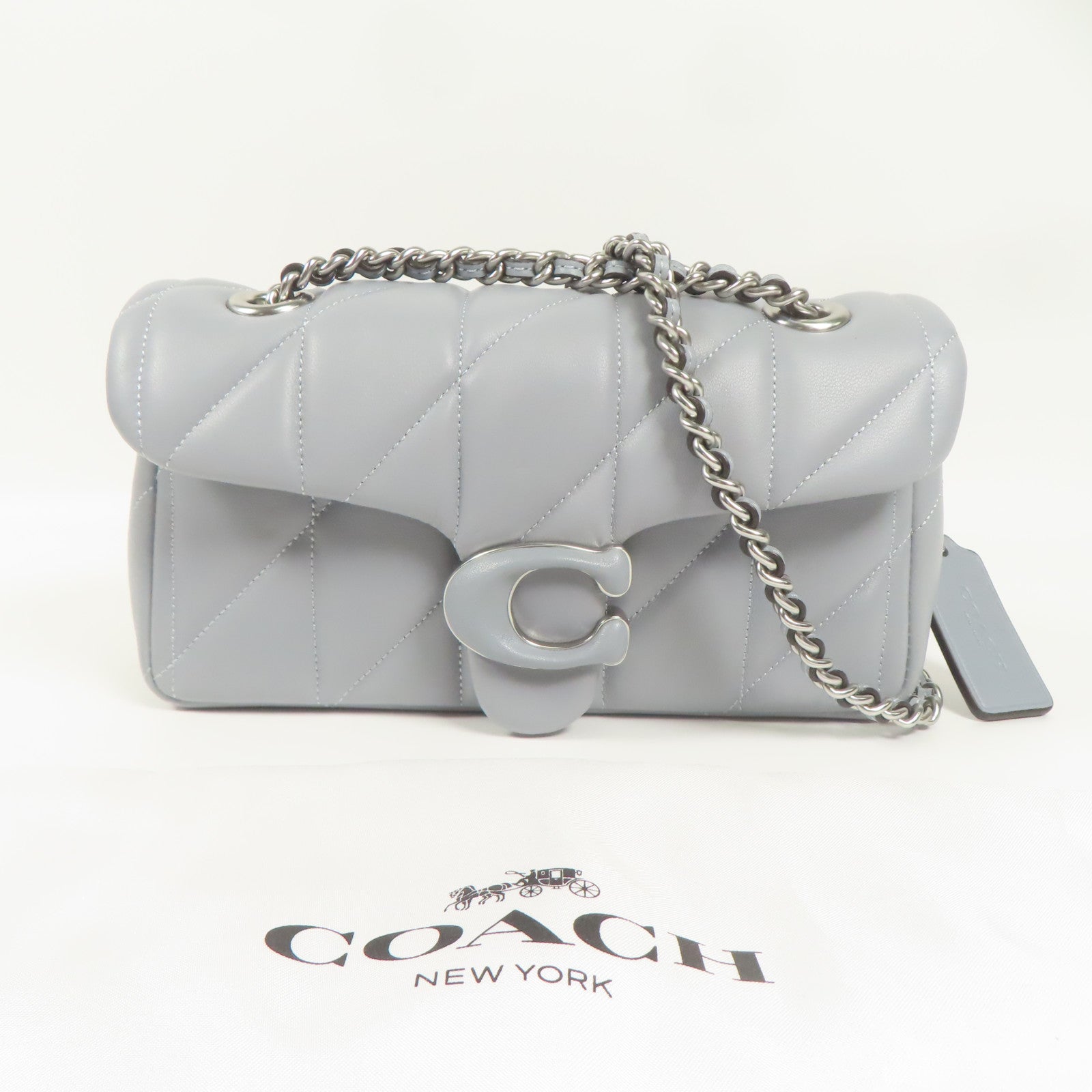 COACH 皮革Shoulder Bag銀扣鏈帶肩背袋