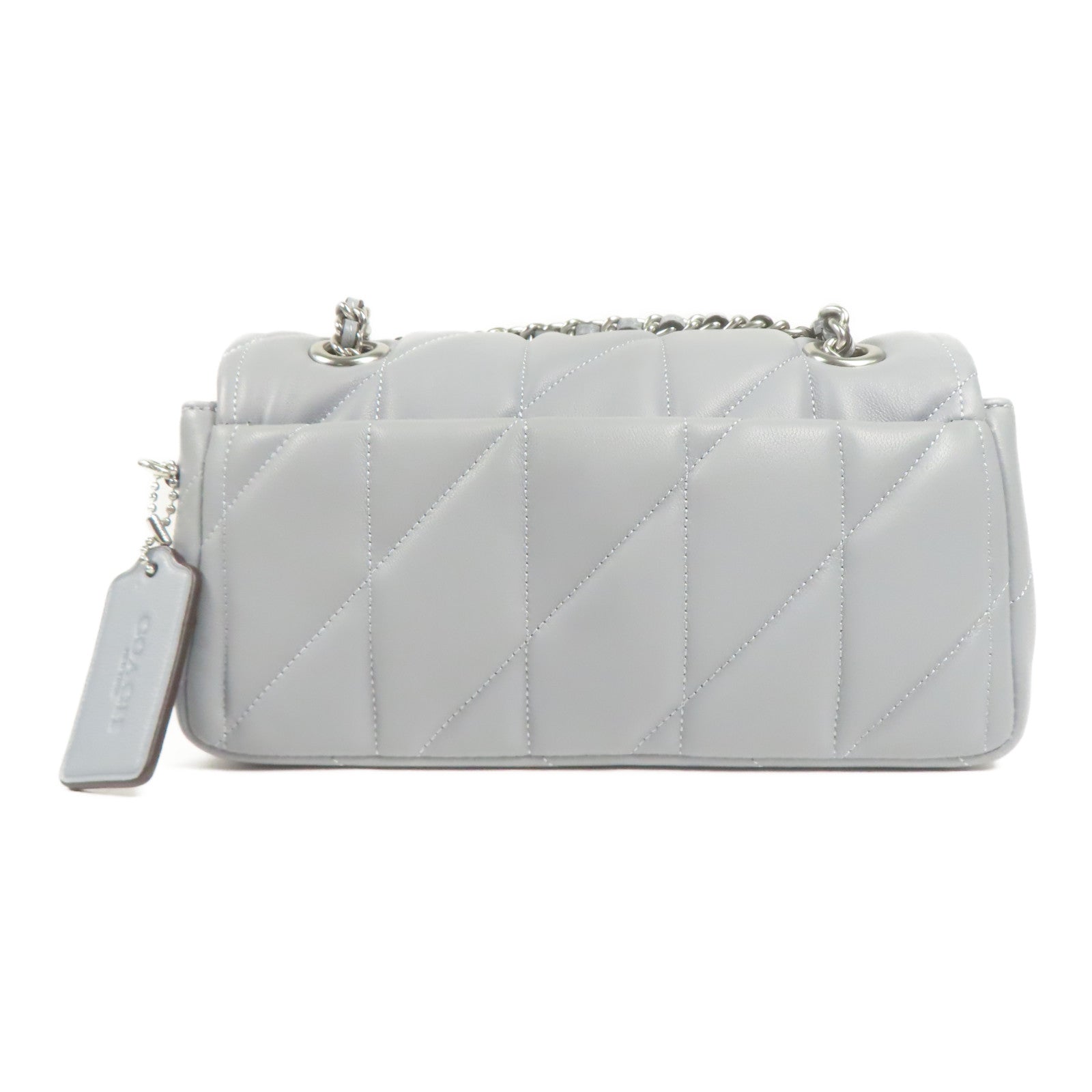 COACH 皮革Shoulder Bag銀扣鏈帶肩背袋