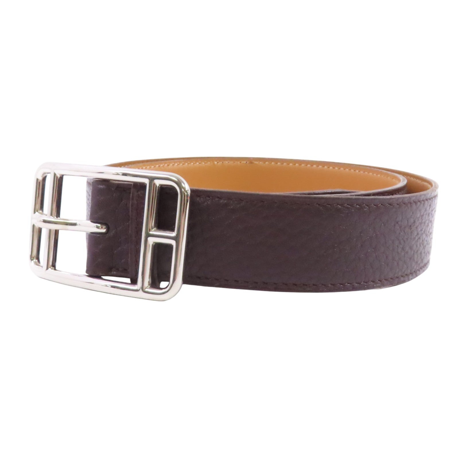 HERMES PHW Leather Belt Clemence Leather