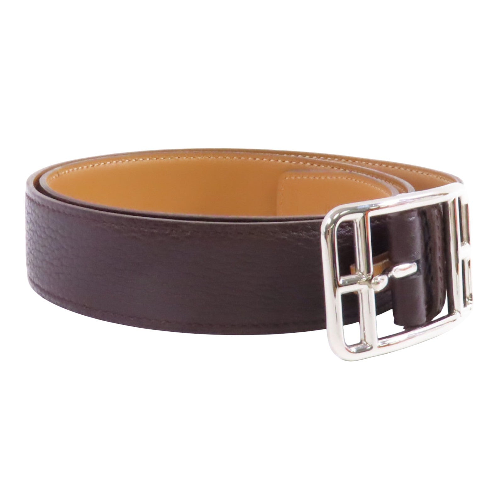 HERMES PHW Leather Belt Clemence Leather