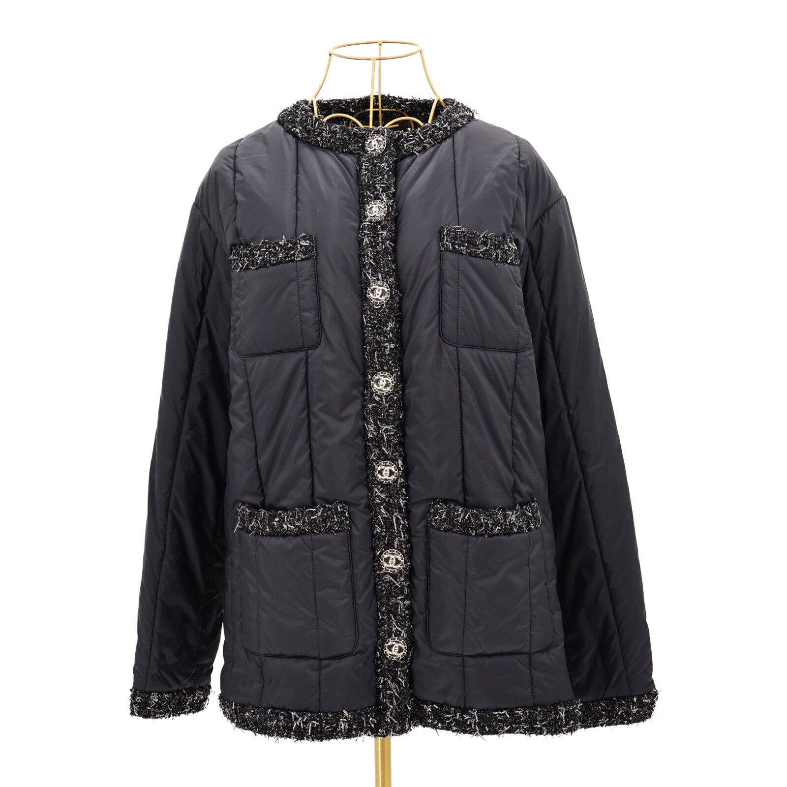 CHANEL Polyamide/Polyester CC Buttons Puffer Coat大衣