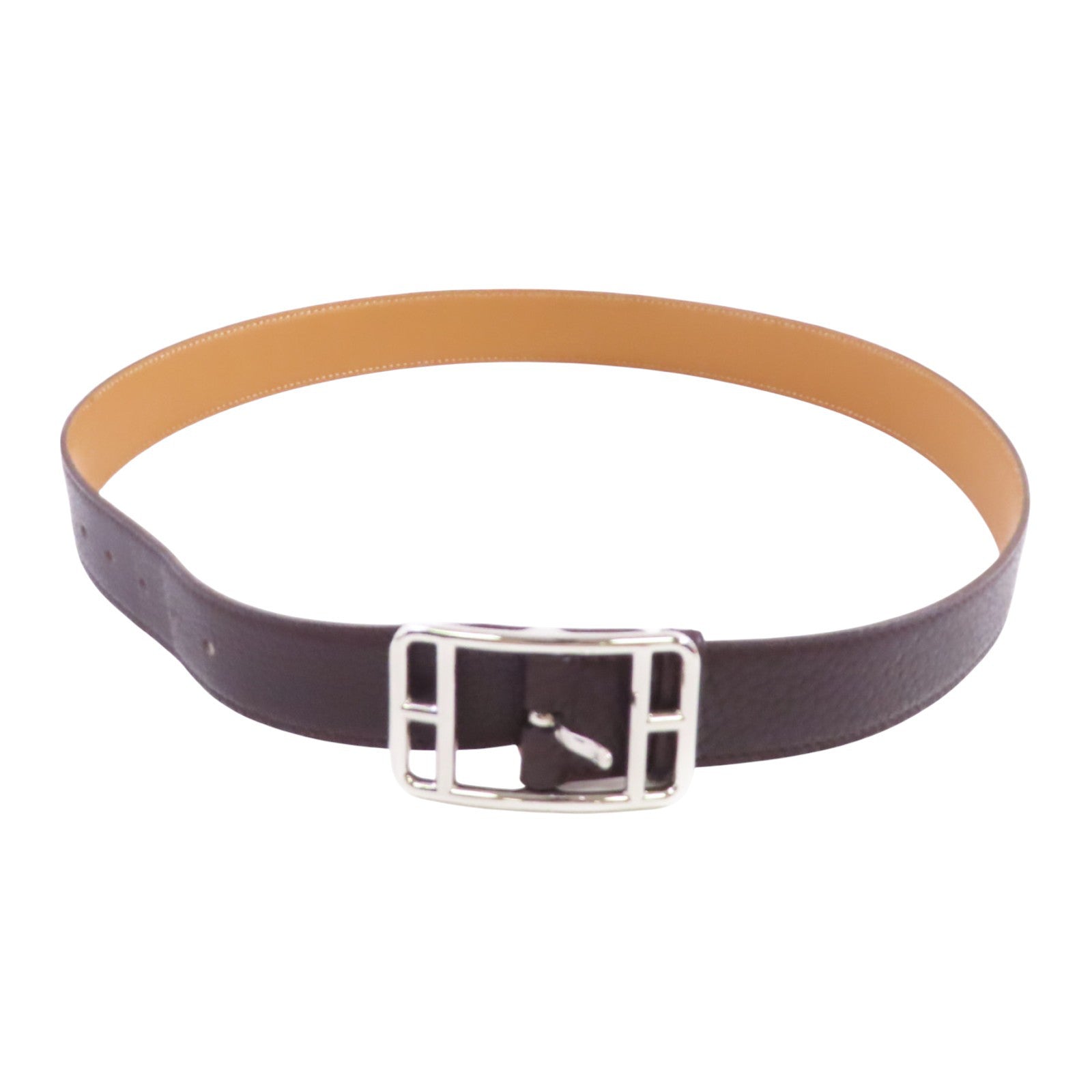 HERMES PHW Leather Belt Clemence Leather