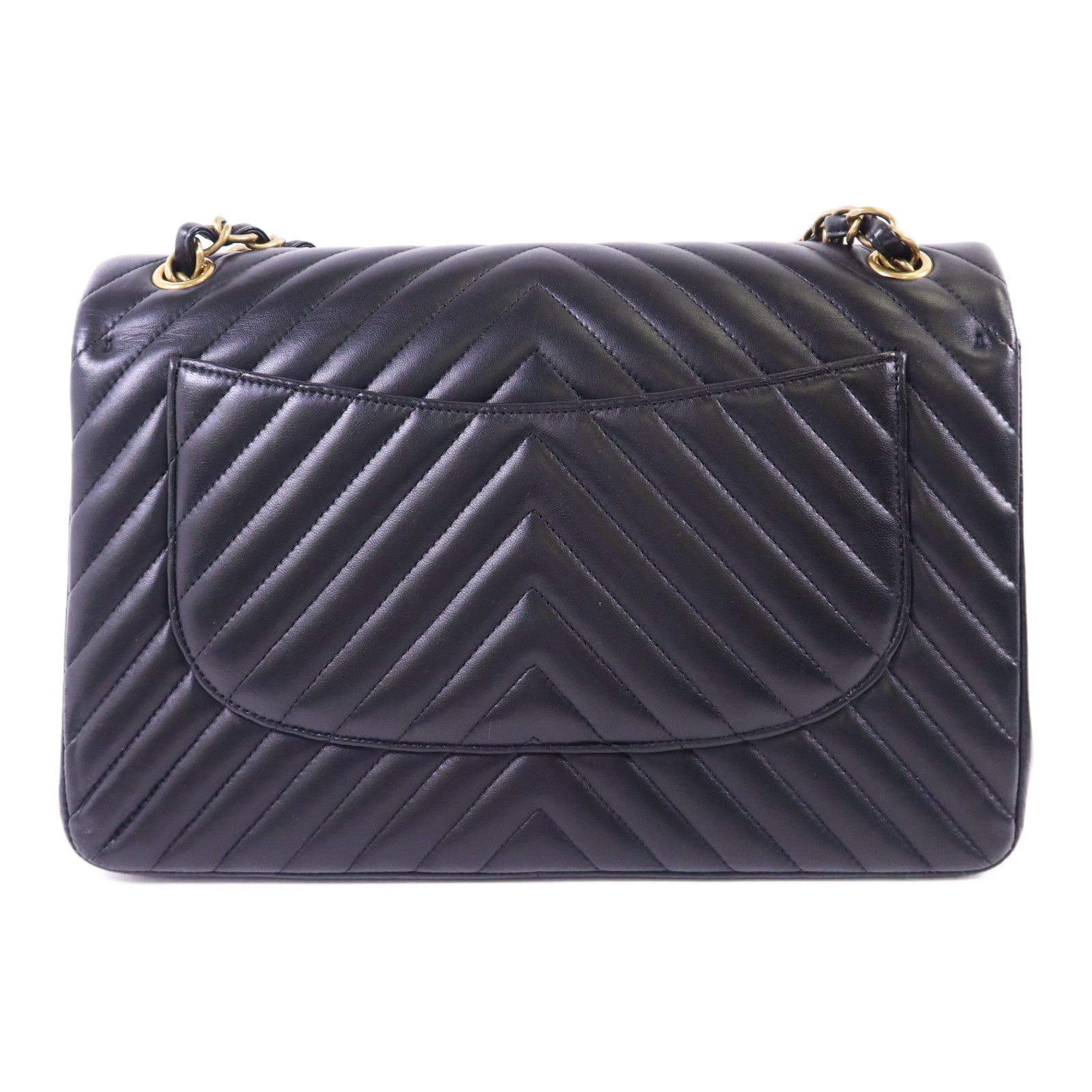CHANEL 羊皮皮革Classic Jumbo金扣鏈帶手挽肩背兩用袋