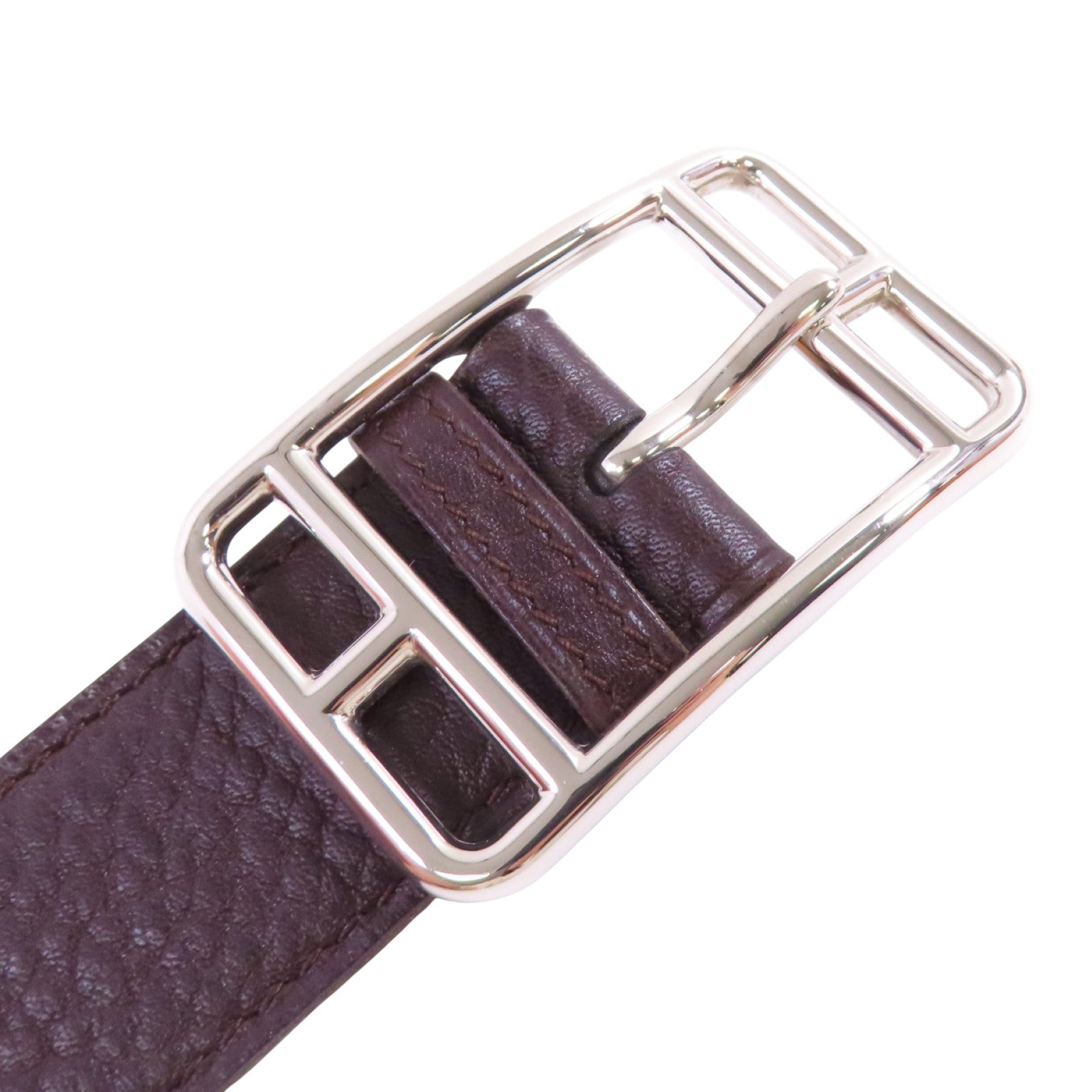 HERMES PHW Leather Belt Clemence Leather