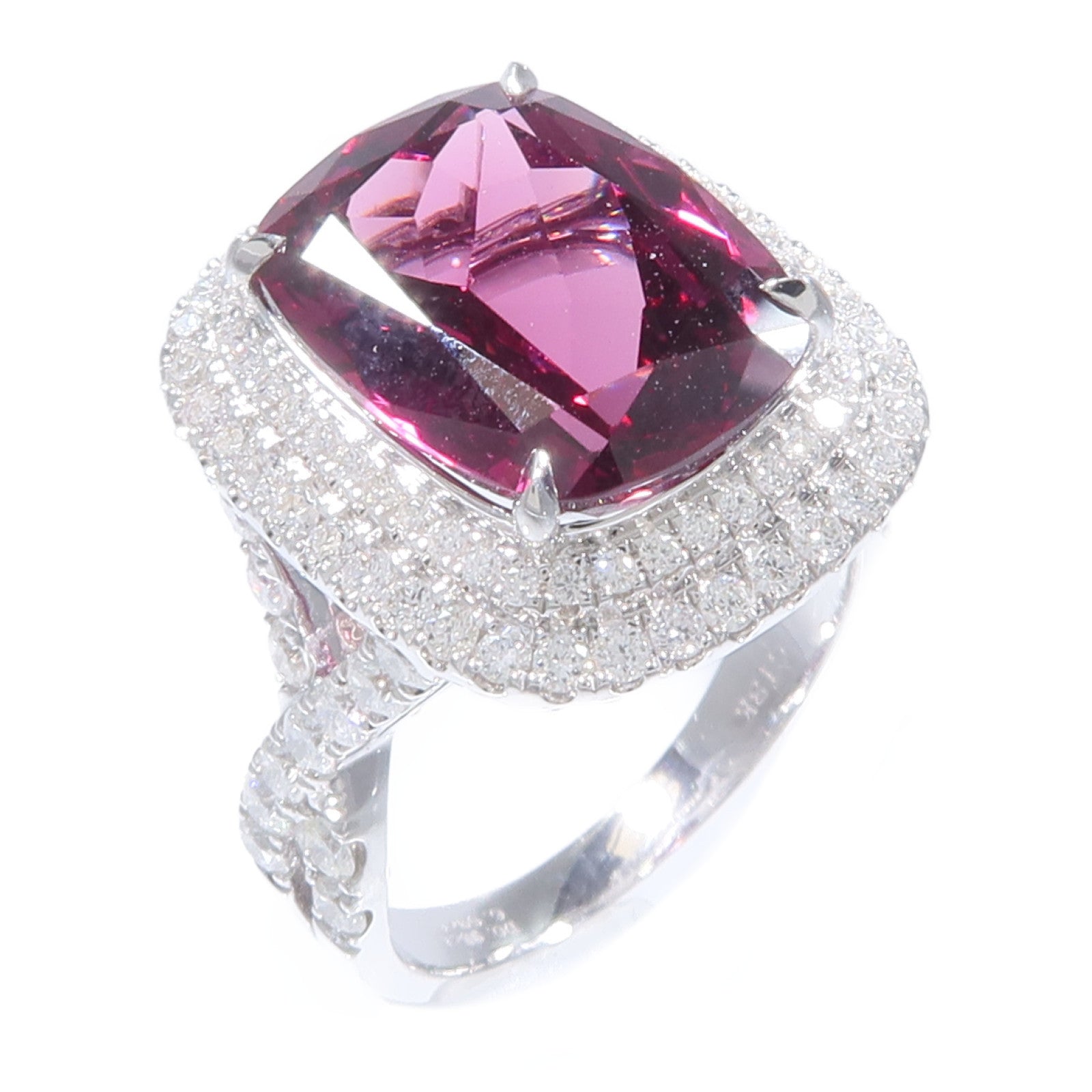 JEWELRY 18K白金Rhodolite Garnet Diamond Ring紅榴石/鑽石戒指