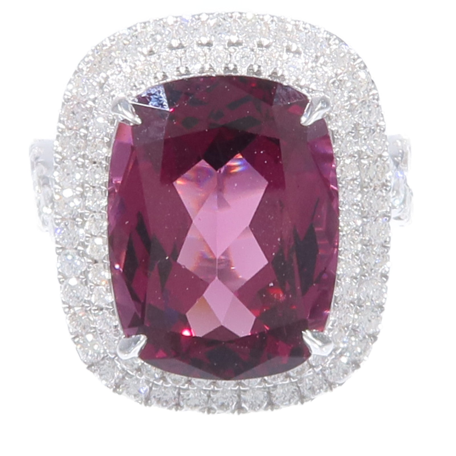 JEWELRY 18K白金Rhodolite Garnet Diamond Ring紅榴石/鑽石戒指