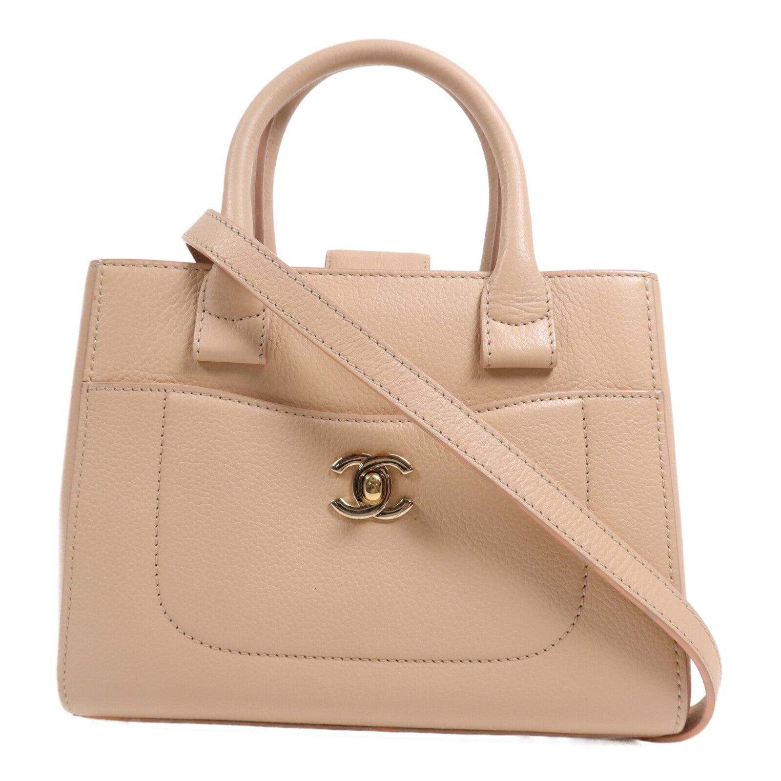 CHANEL 牛皮皮革2 Way Shoulder Bag金扣手挽肩背兩用袋