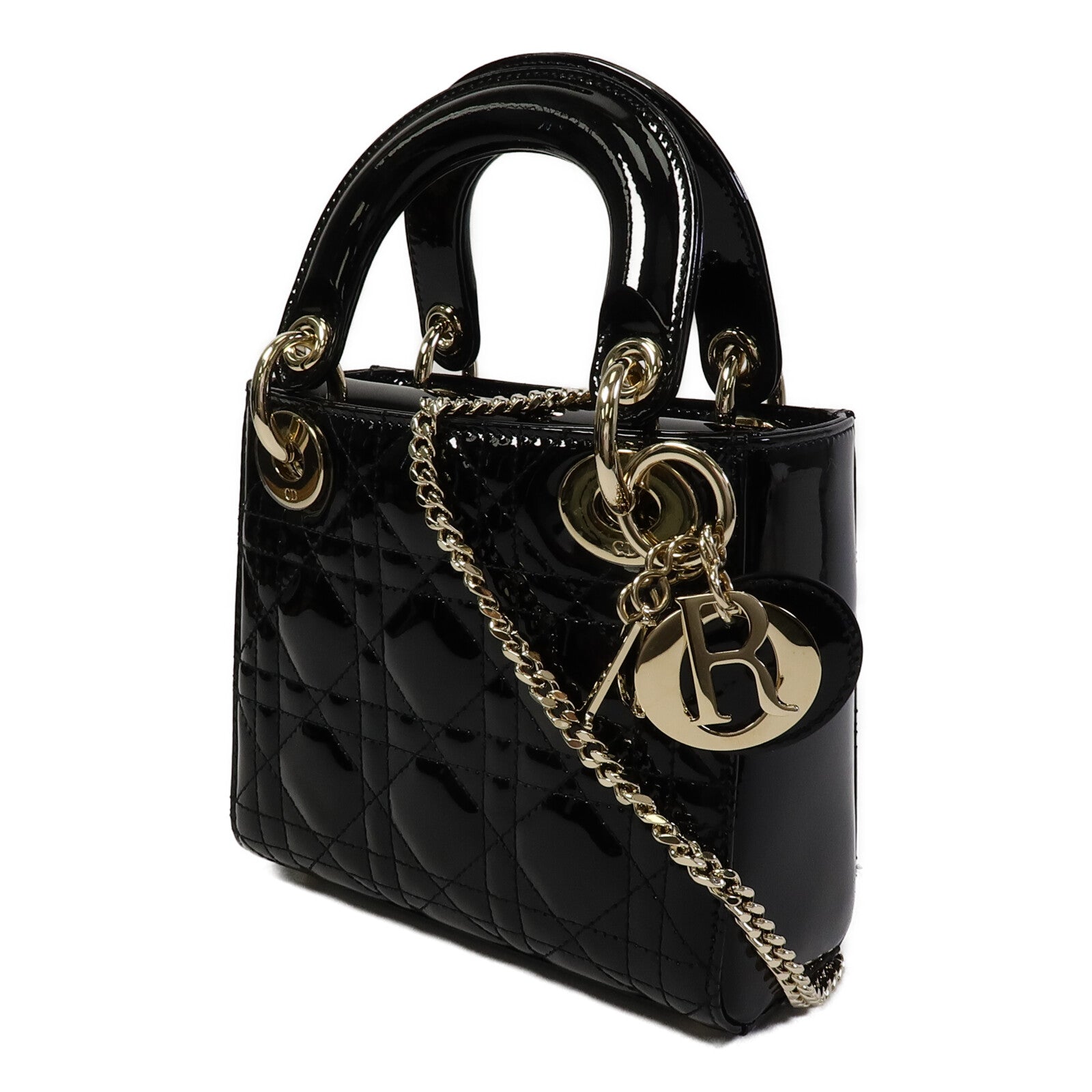 Dior 漆皮皮革Lady Dior Mini手挽肩背兩用袋