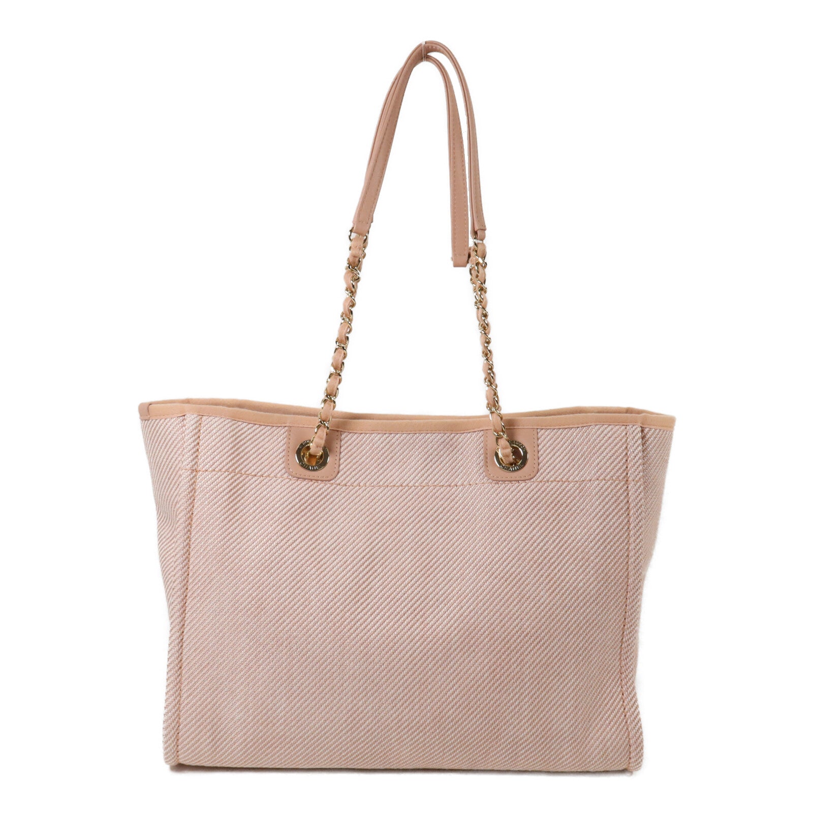 CHANEL 帆布Deauville Tote鏈帶肩背袋