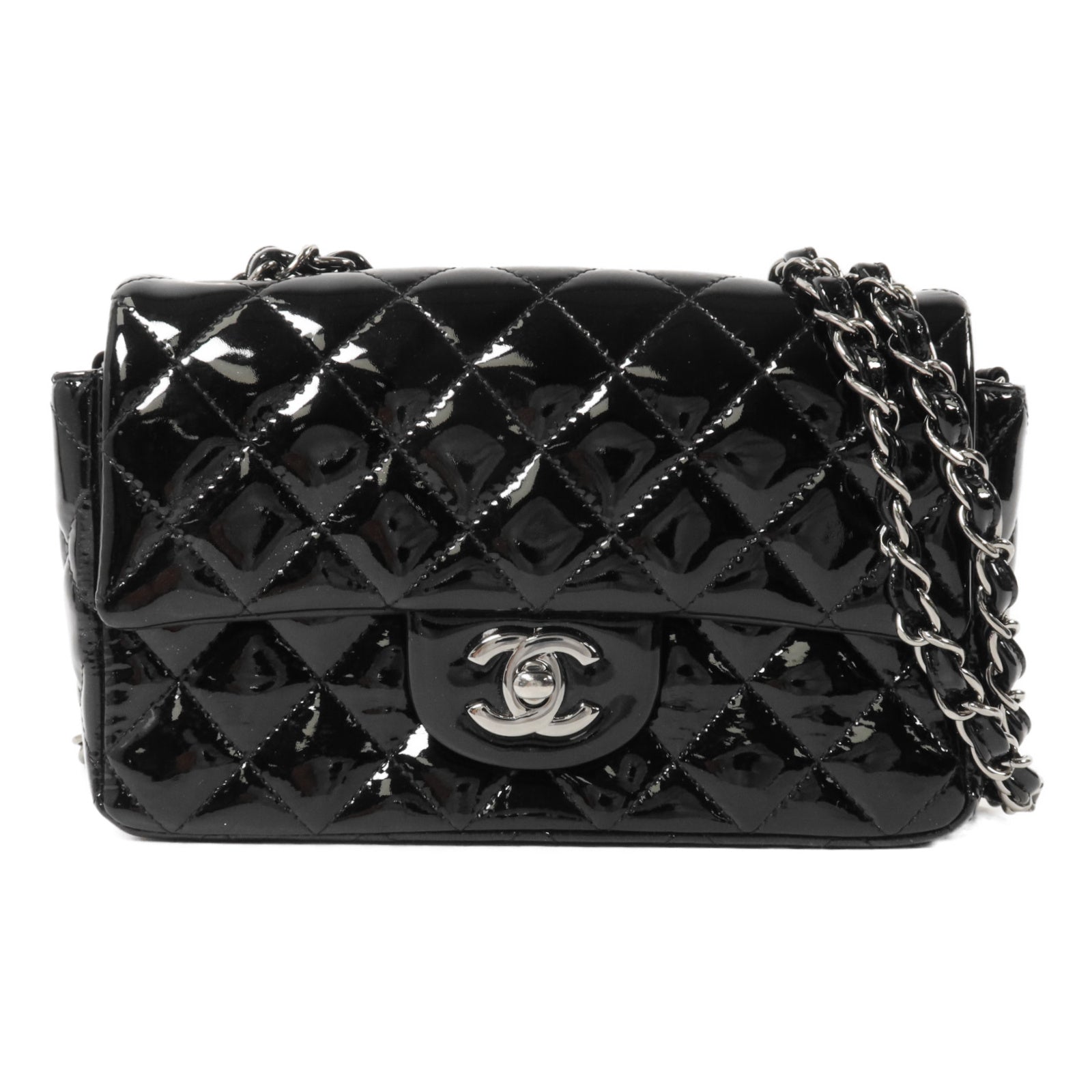 CHANEL 漆皮皮革Mini Classic 20鏈帶肩背袋