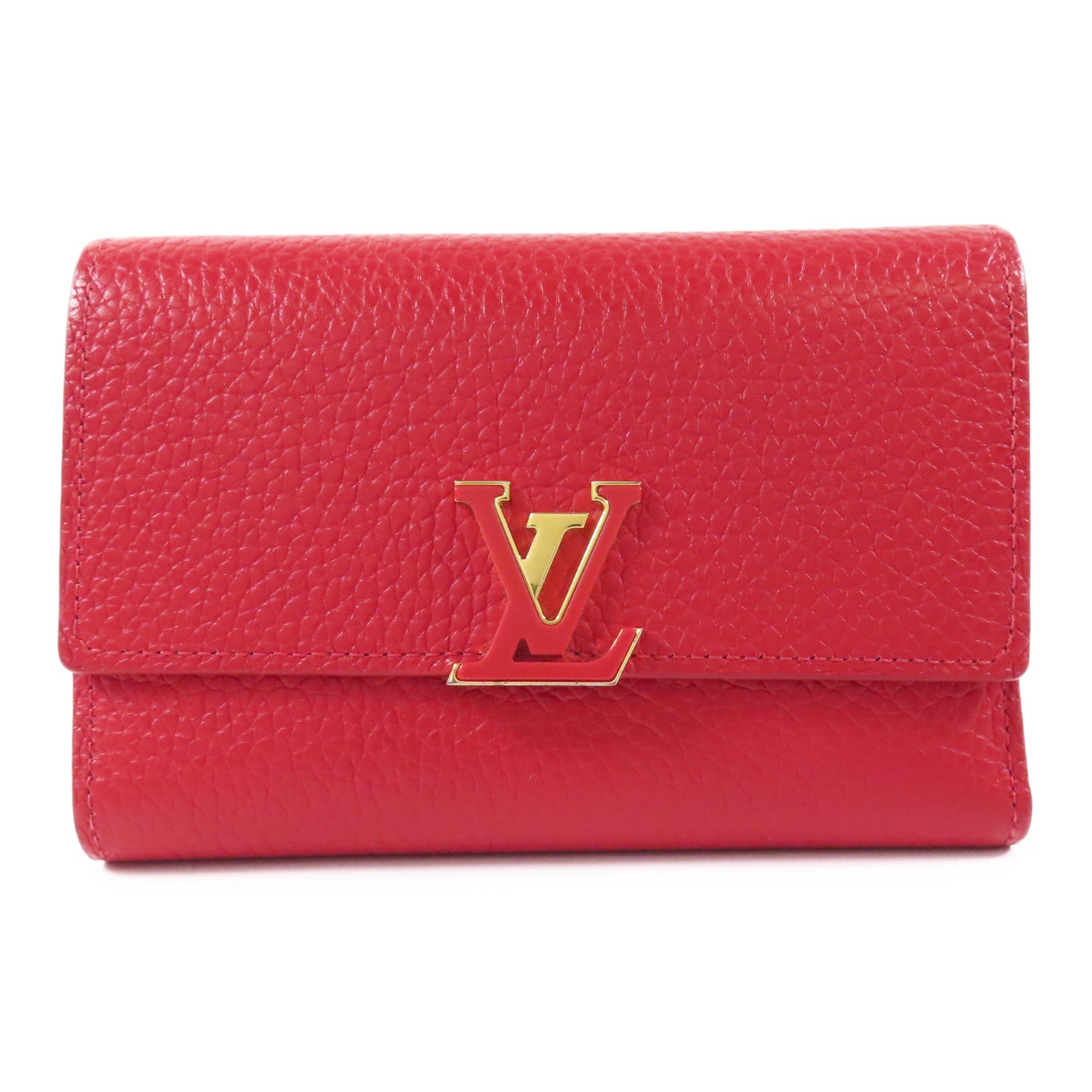 LOUIS VUITTON 牛皮皮革Capucines金扣錢包