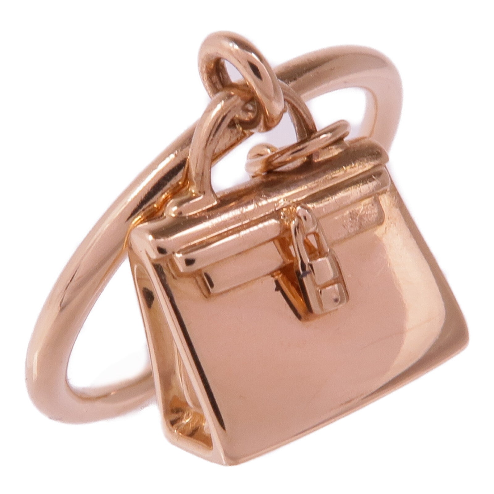 HERMES 18K玫瑰金Amulettes Kelly Ring鑽石戒指Hermes#52/US#6