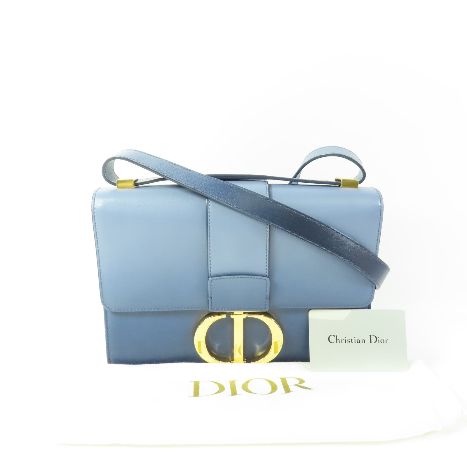 CHRISTIAN DIOR CD GHW 30 Montaigne Shoulder Bag M9203USJC Calfskin Leather Blue