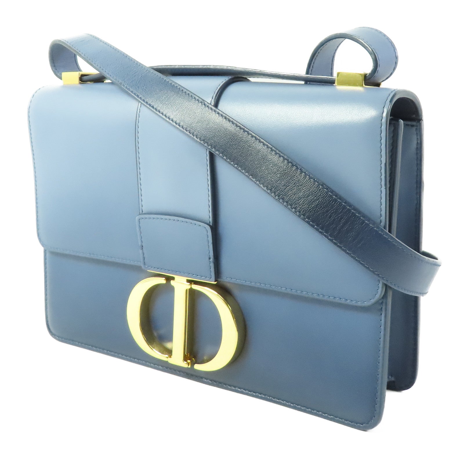 CHRISTIAN DIOR CD GHW 30 Montaigne Shoulder Bag M9203USJC Calfskin Leather Blue