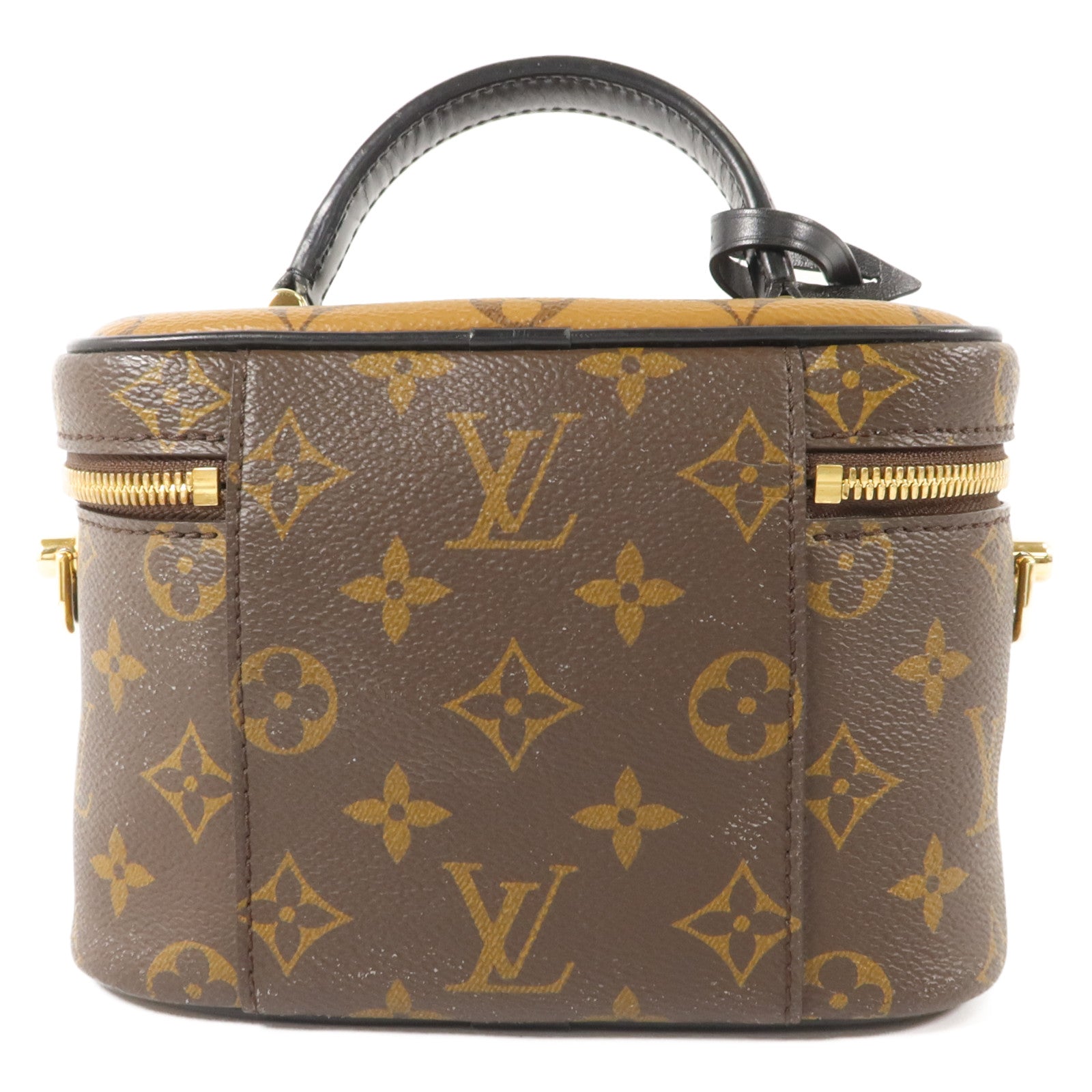 LOUIS VUITTON Monogram Reverse Vanity PM金扣手挽肩背兩用袋棕色
